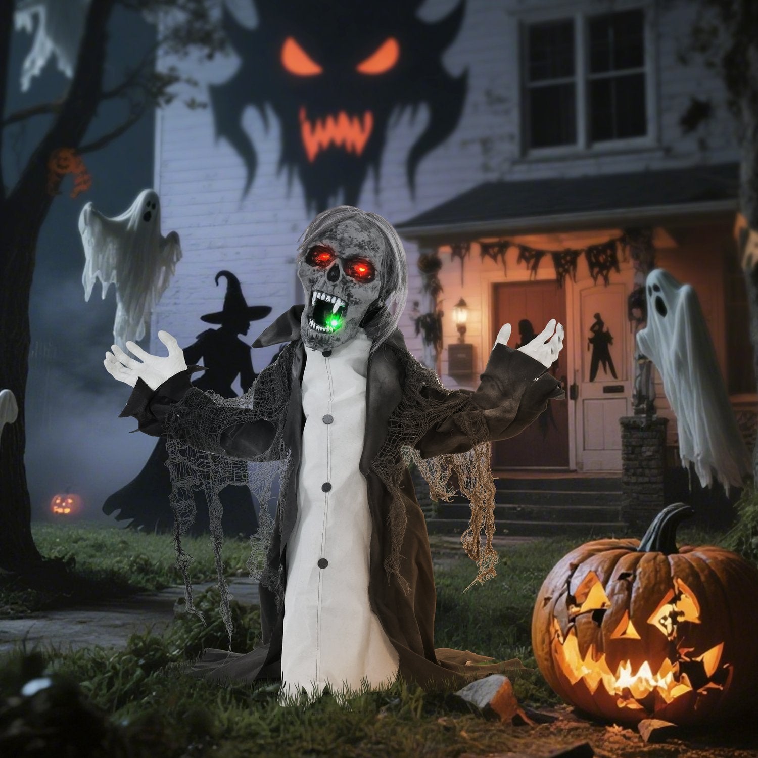 Animerat Halloween zombieskelett med rörliga armar