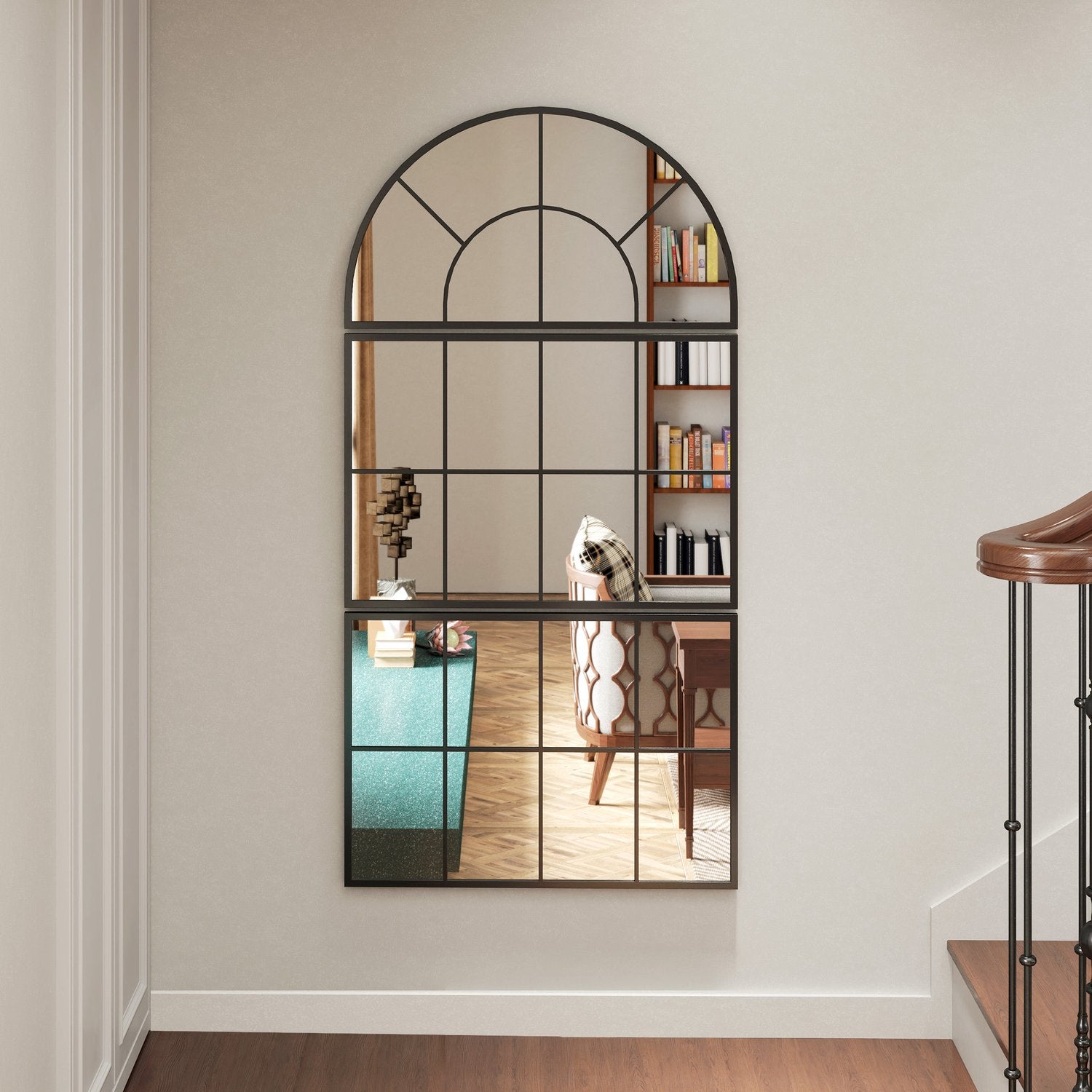 Arch Wall Mirror Set - 3 metallinramade delar för heminredning