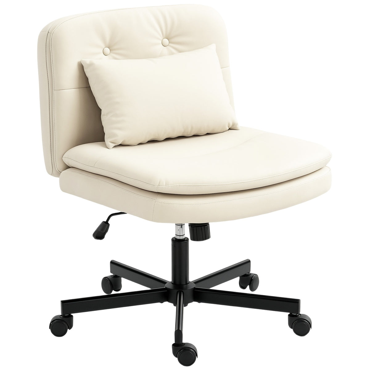 Armlös kontorsstol, konstläder, justerbar höjd, beige