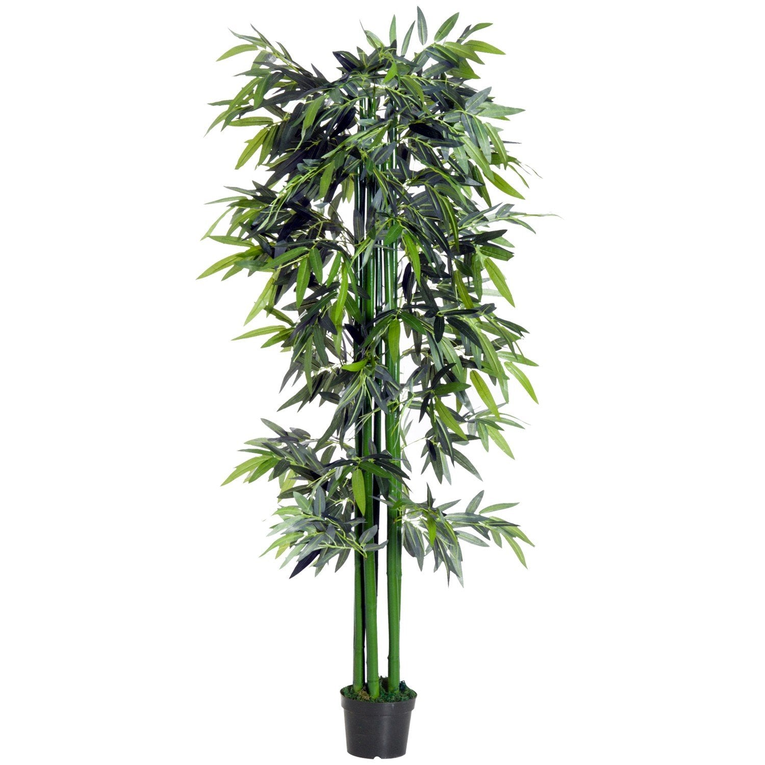 Kunstig plante 180 cm kunstig bambus med plantekasse, villedende ekte potteplante, grønn