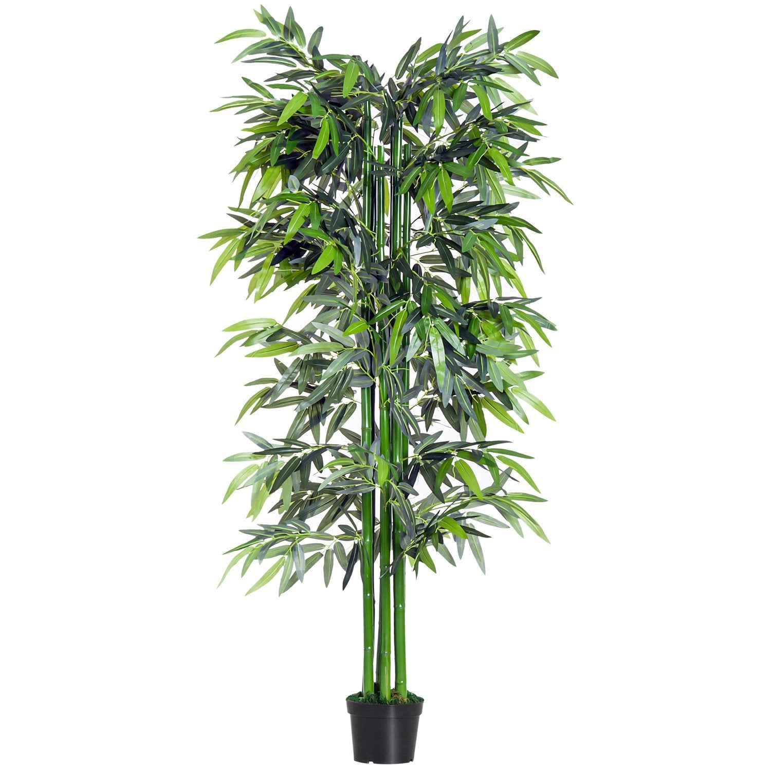 Kunstig plante 180 cm kunstig bambus med plantekasse, villedende ekte potteplante, grønn