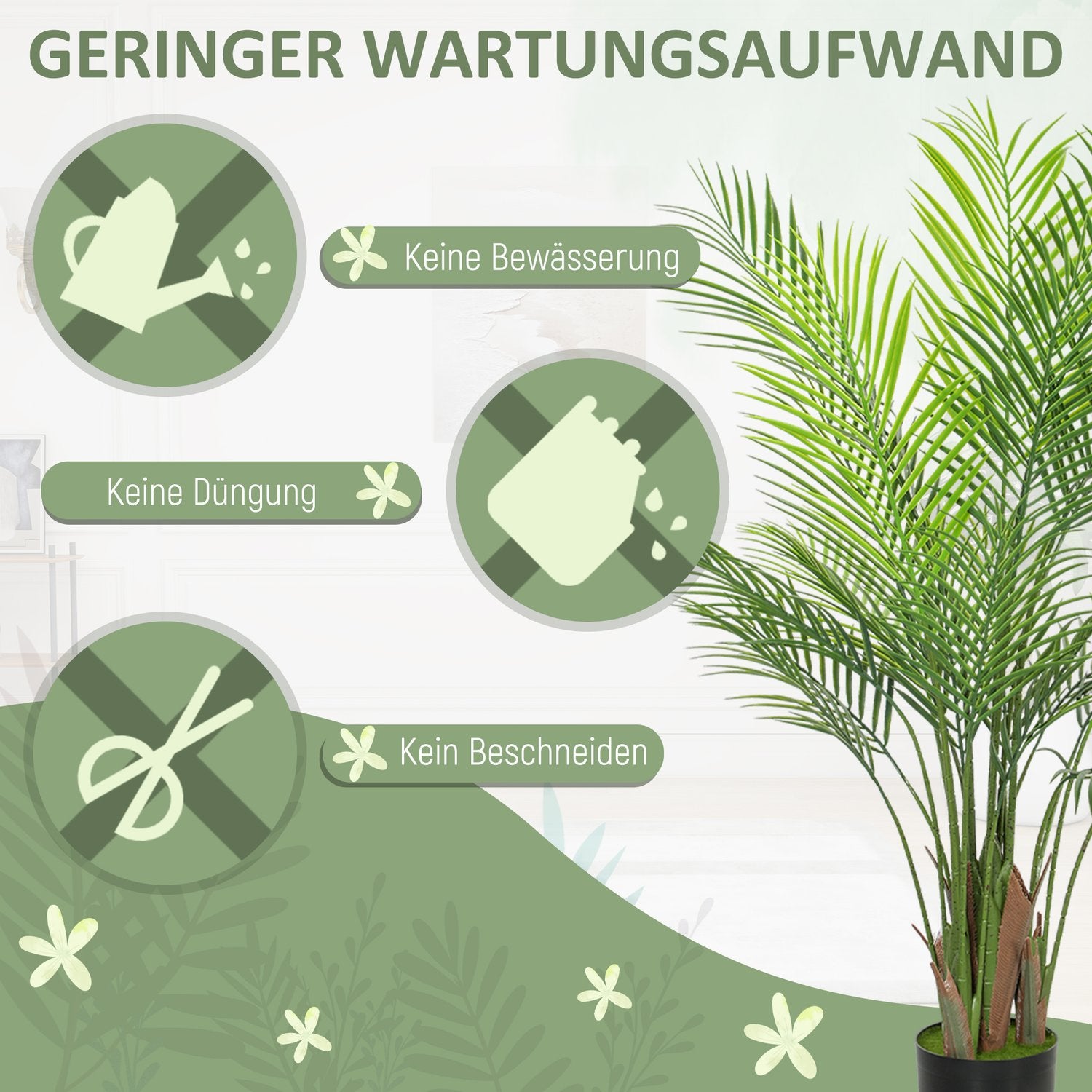 Artificiell Areca-palm, 120 cm, UV-beständig inomhus/utomhus