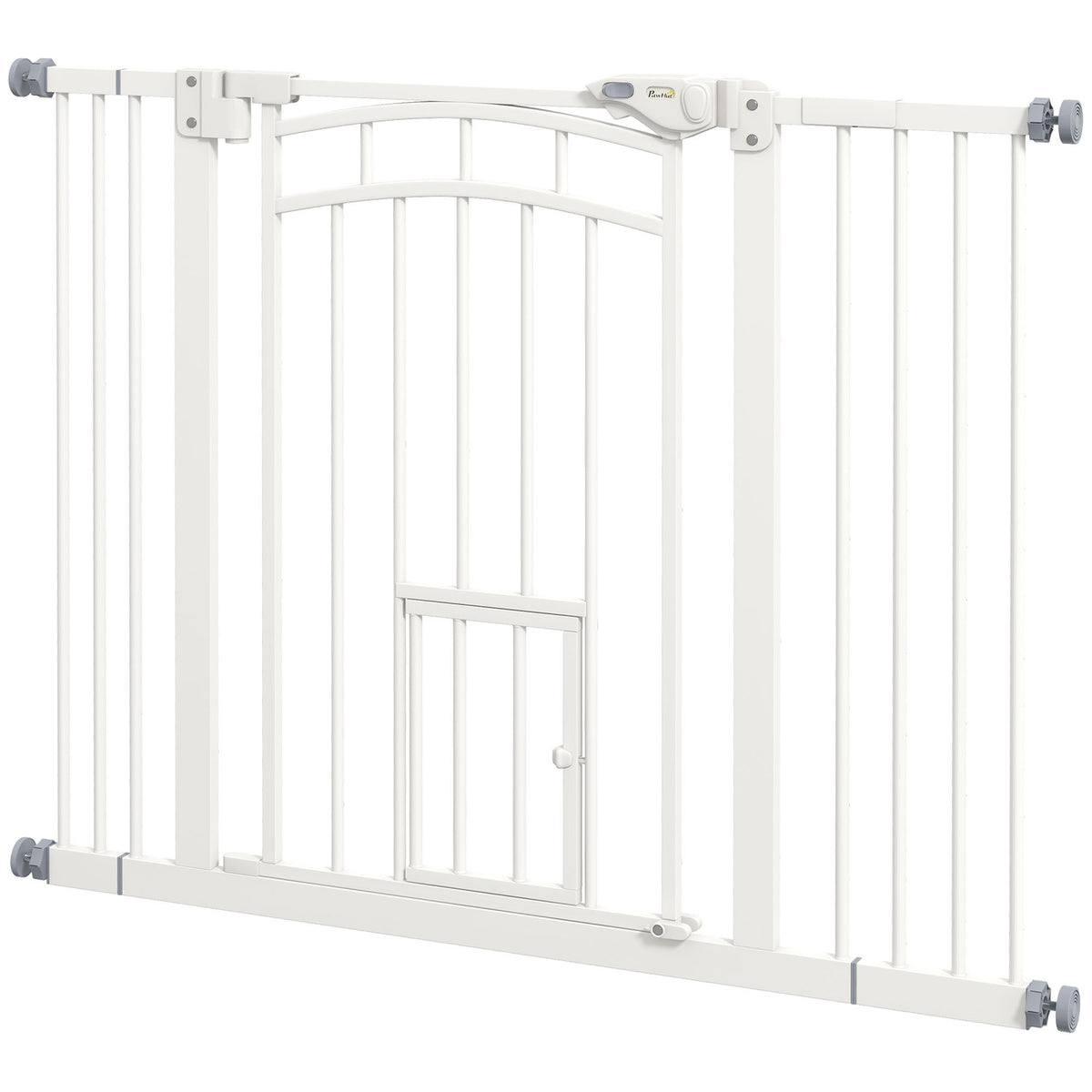 Auto-Close Pet Gate med kattlucka, 74-100 cm, Vit