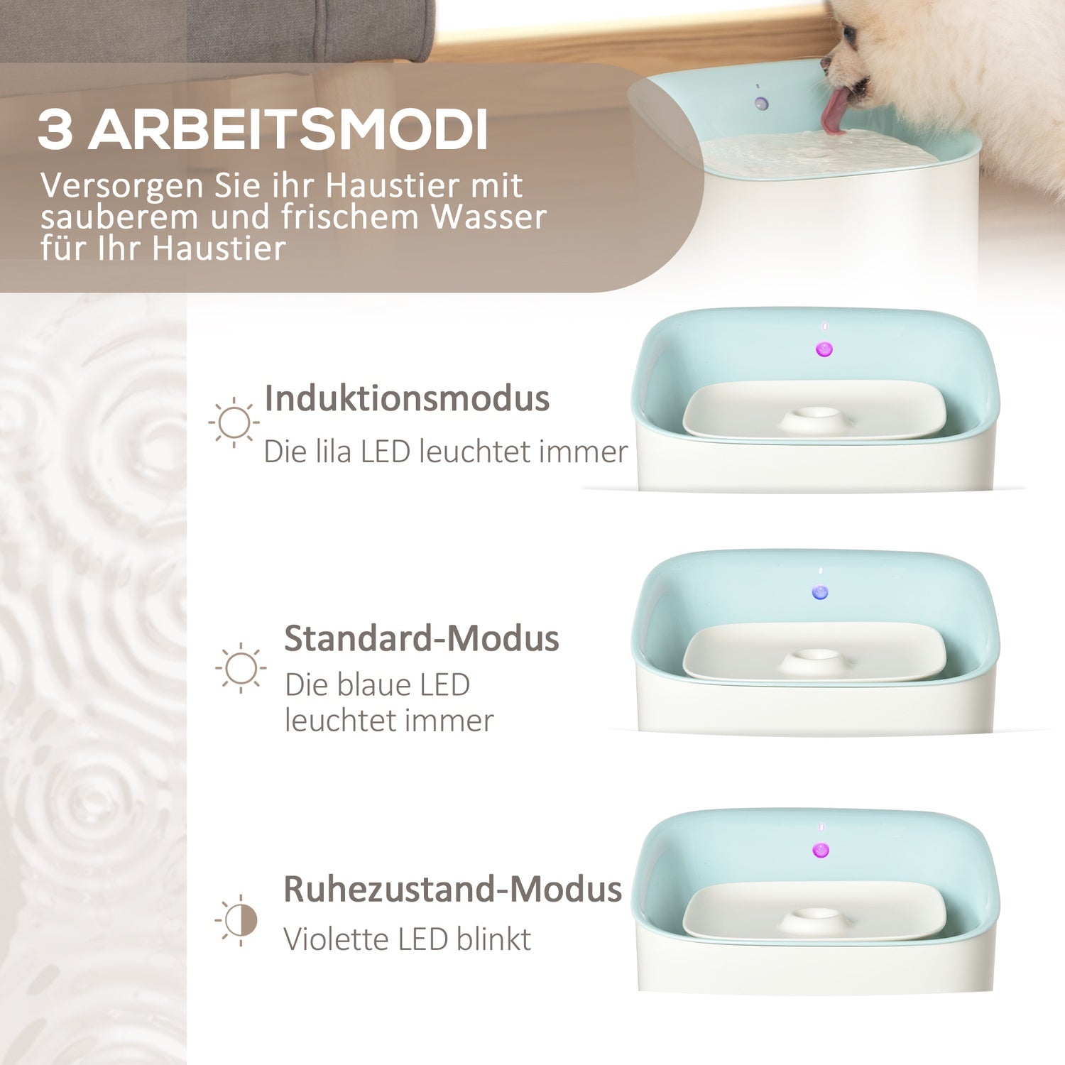 Automatisk dricksfontän för husdjur, 3L, infraröd detektering