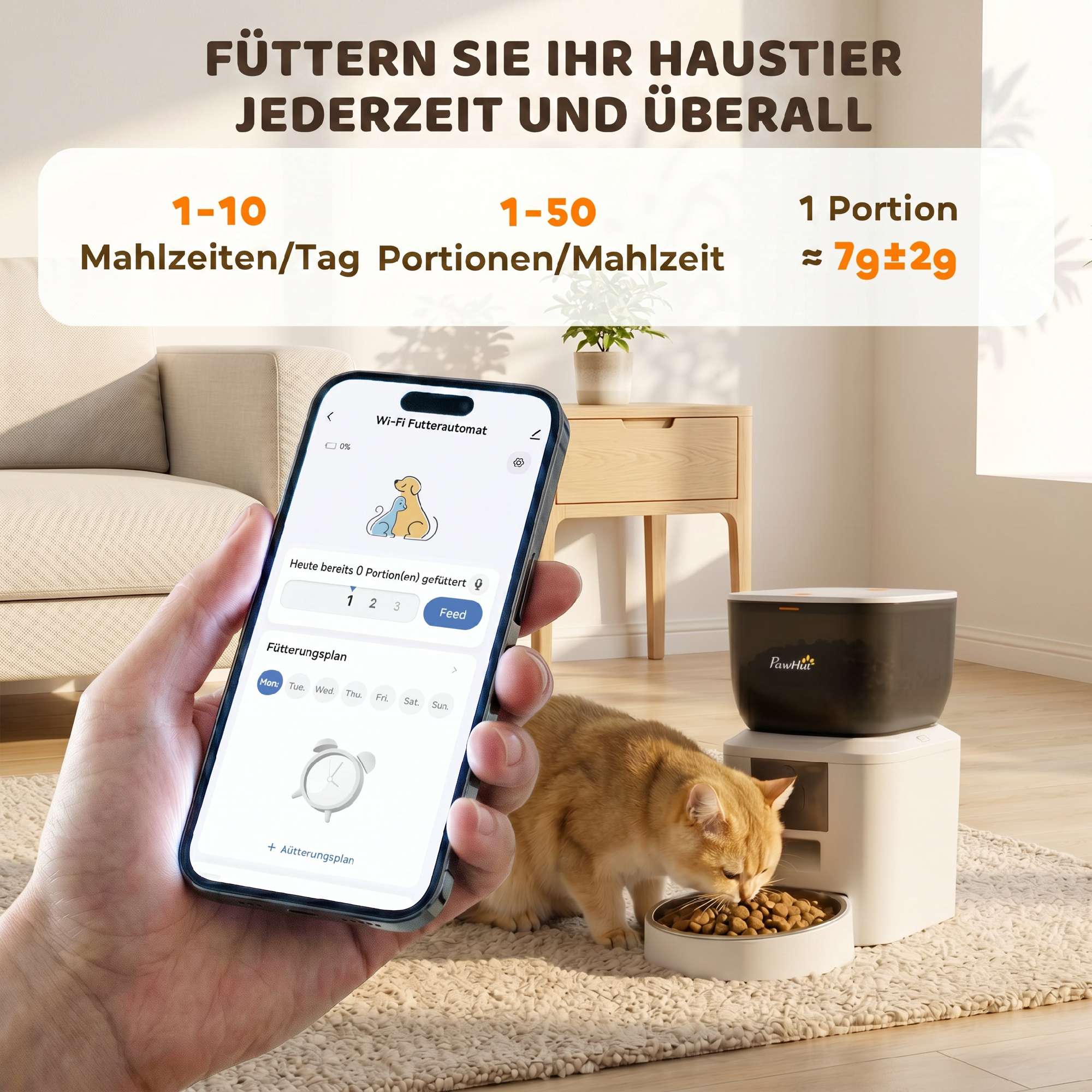 Automatisk kattmatare med kamera, 4L, 2.4GHz WiFi, appstyrning