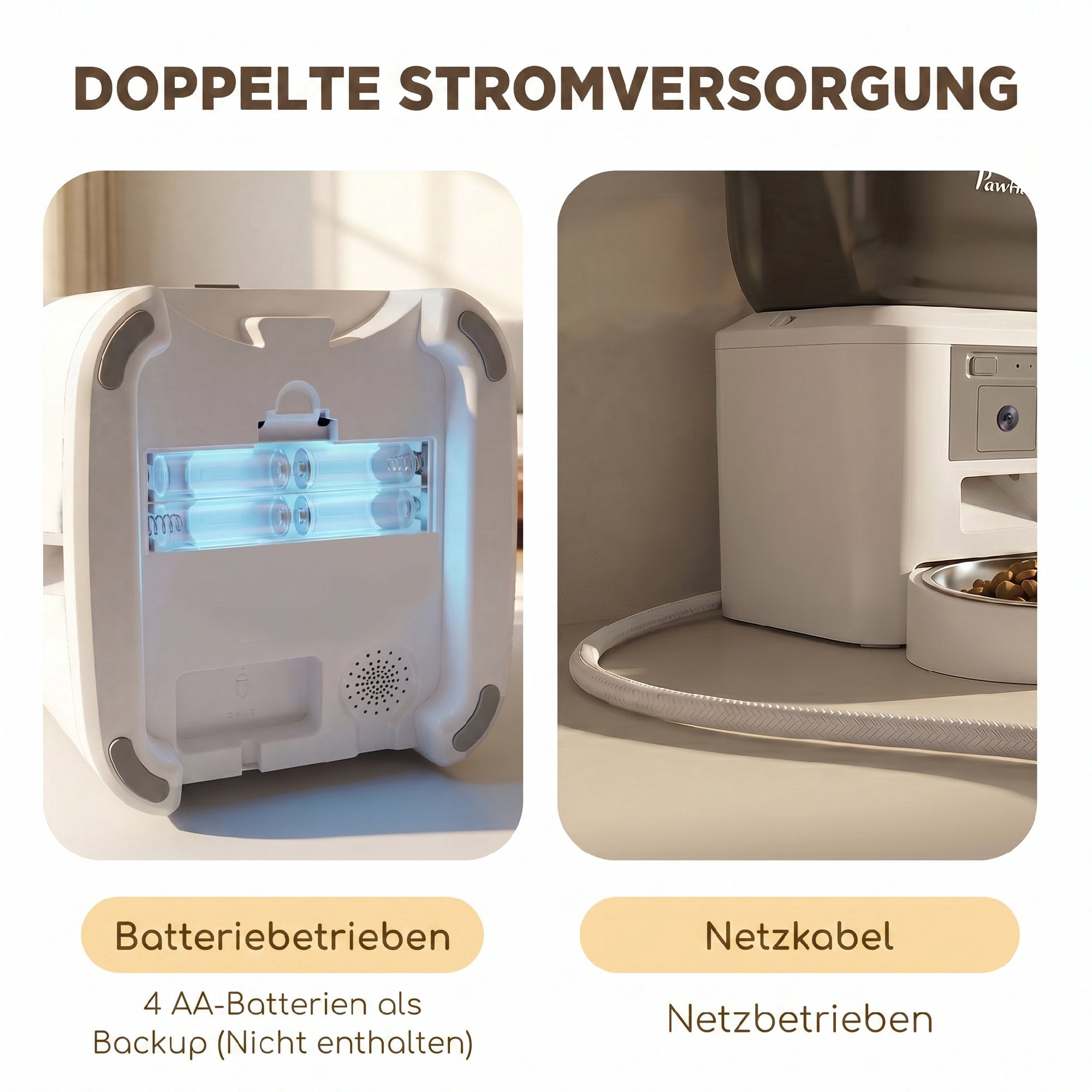 Automatisk kattmatare med kamera, 4L, 2.4GHz WiFi, appstyrning