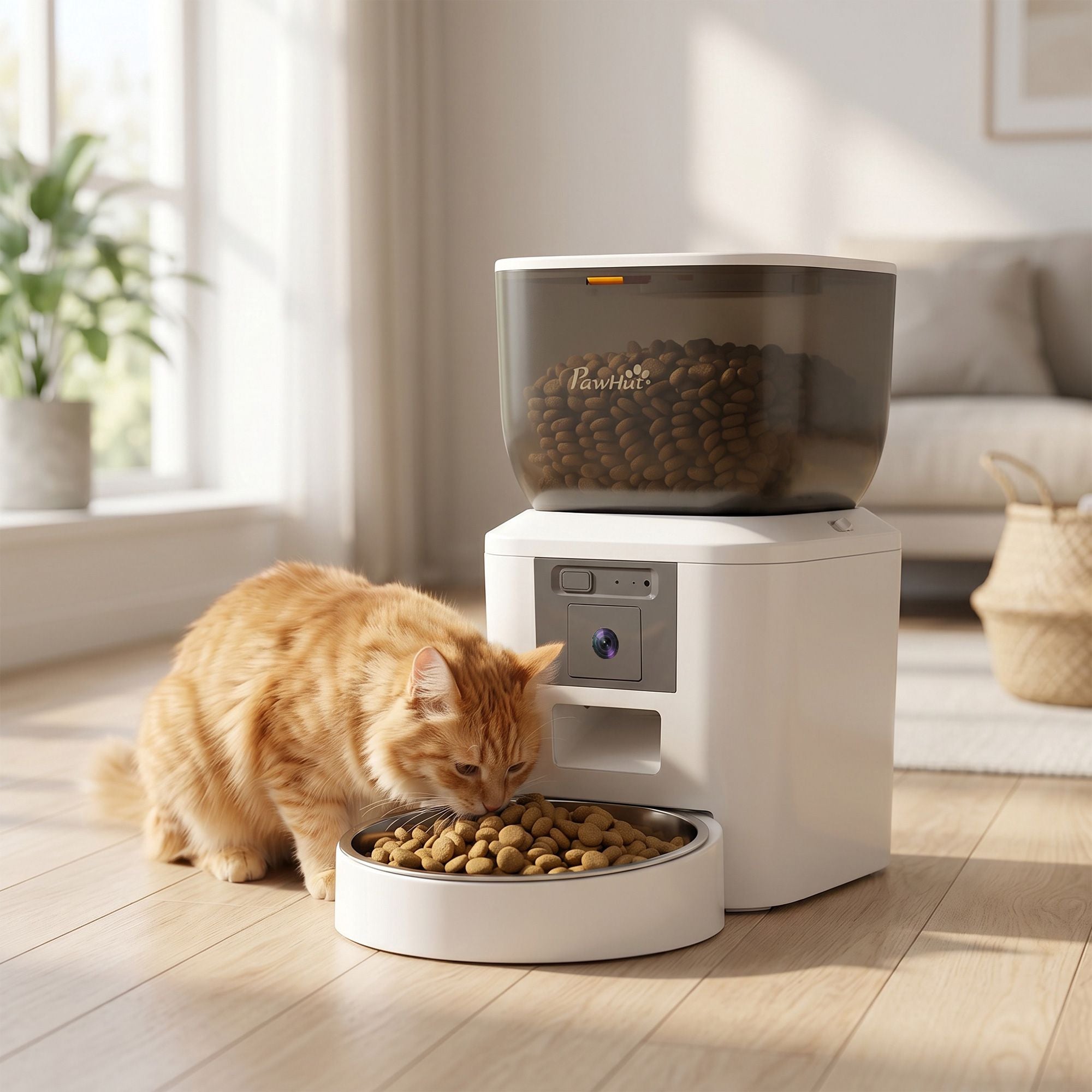 Automatisk kattmatare med kamera, 4L, 2.4GHz WiFi, appstyrning