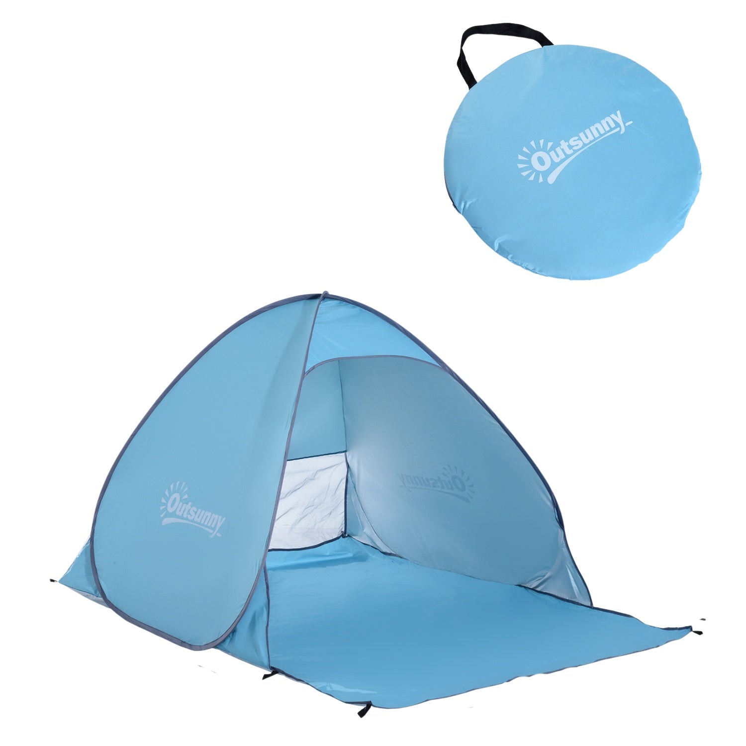 Automatiskt Pop Up strandtält, Snabbinstallation, Blå, 200x150x119 cm