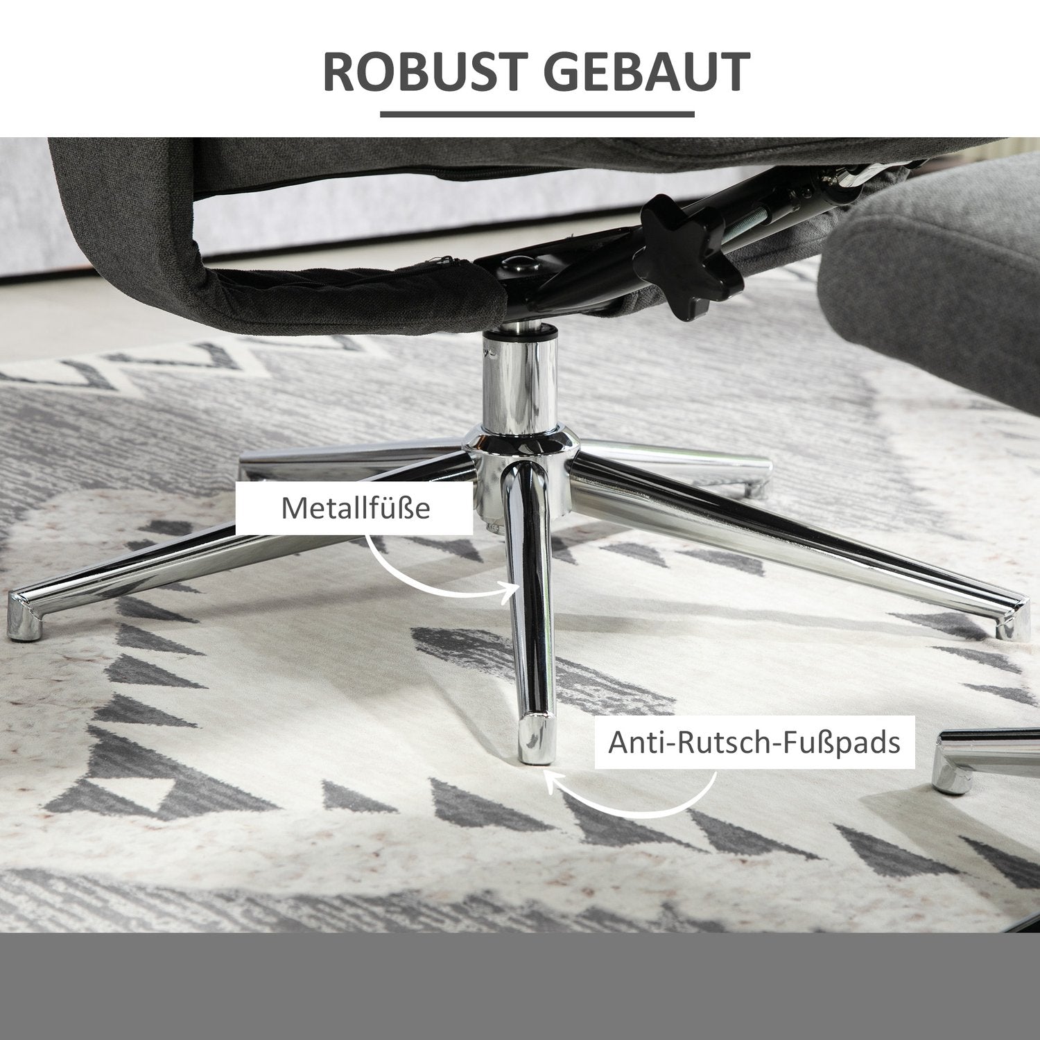 Avslappningsfåtöljstolset, sammetslook, upp till 150 kg, mörkgrå