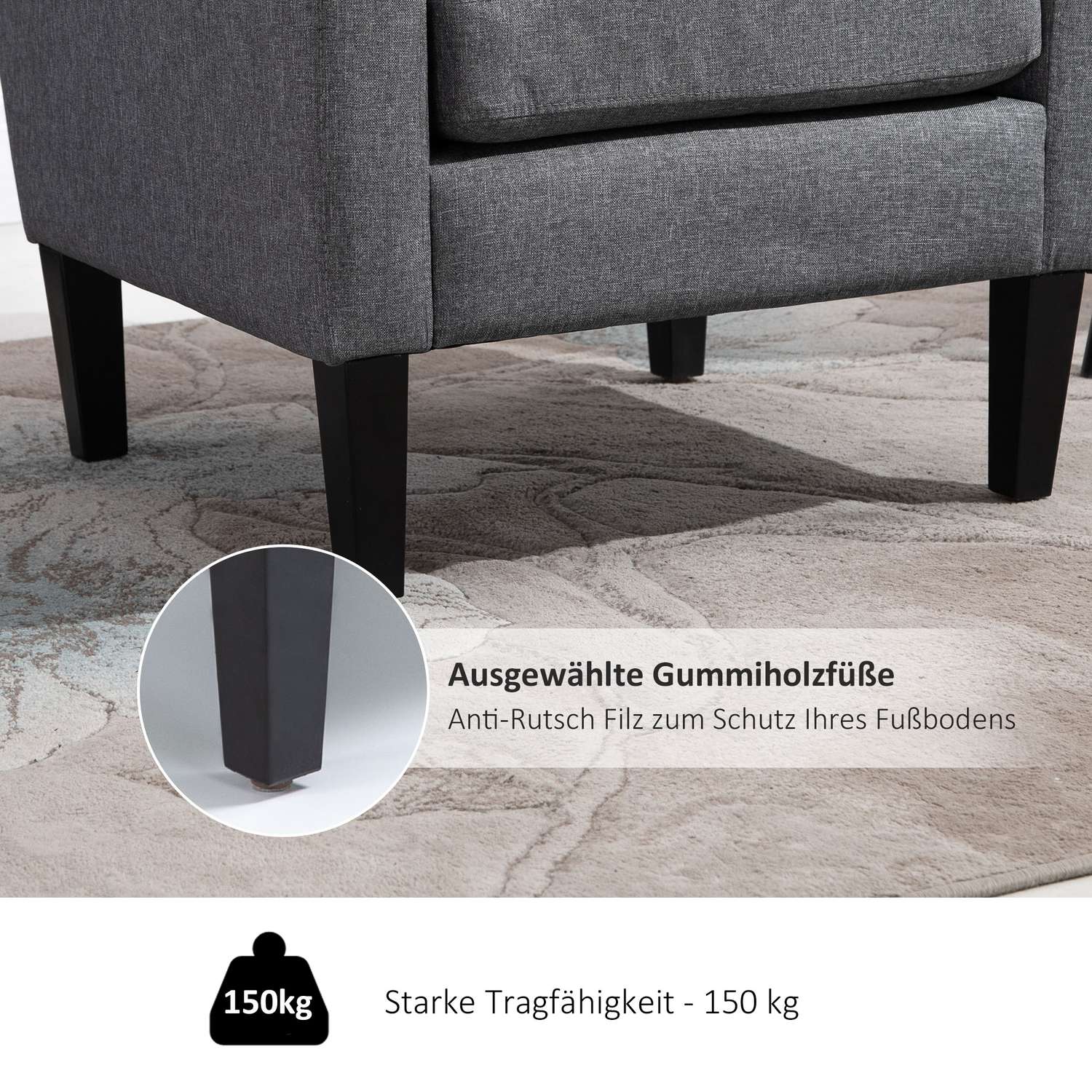 Avslappningsstol, linneklädsel, träben, ljusgrå