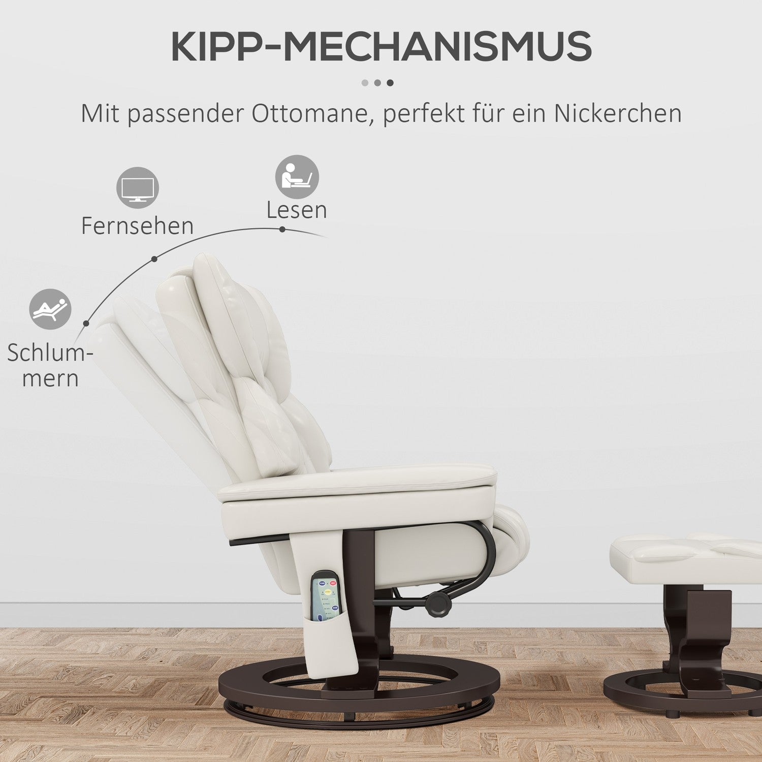 Elektrisk vilstol med osmanskt, konstläder, kräm