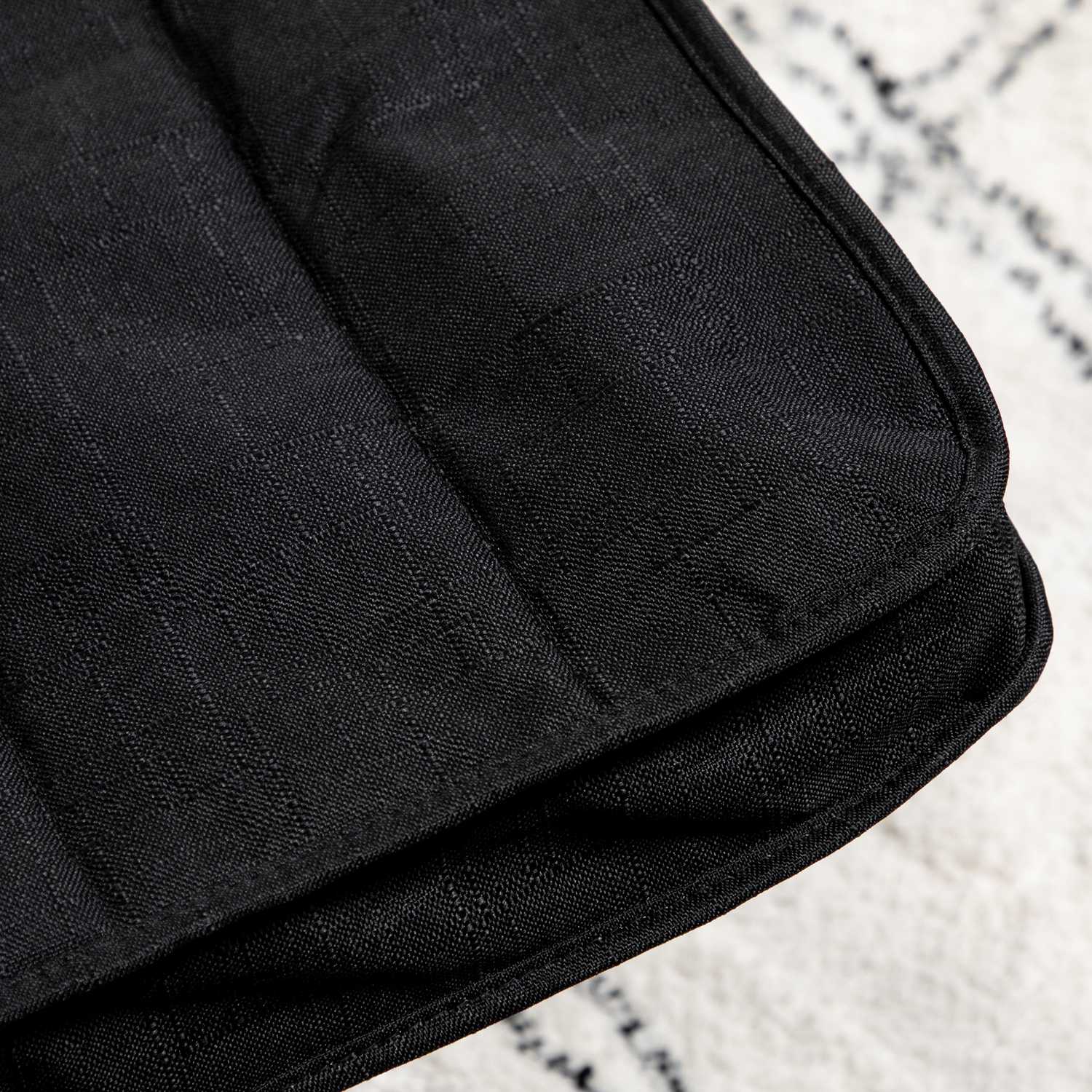 Avslappningsstol med justerbart fotstöd, linne, svart