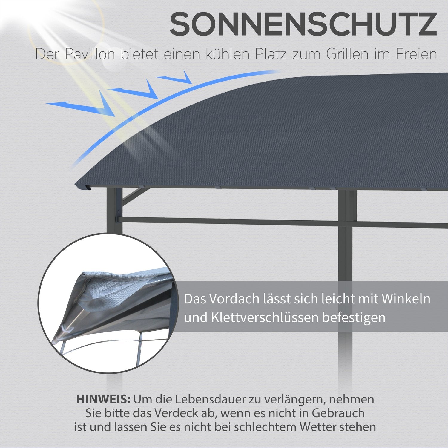 BBQ Gazebo Grillkapell, Vattentät UV-beständig, Grå