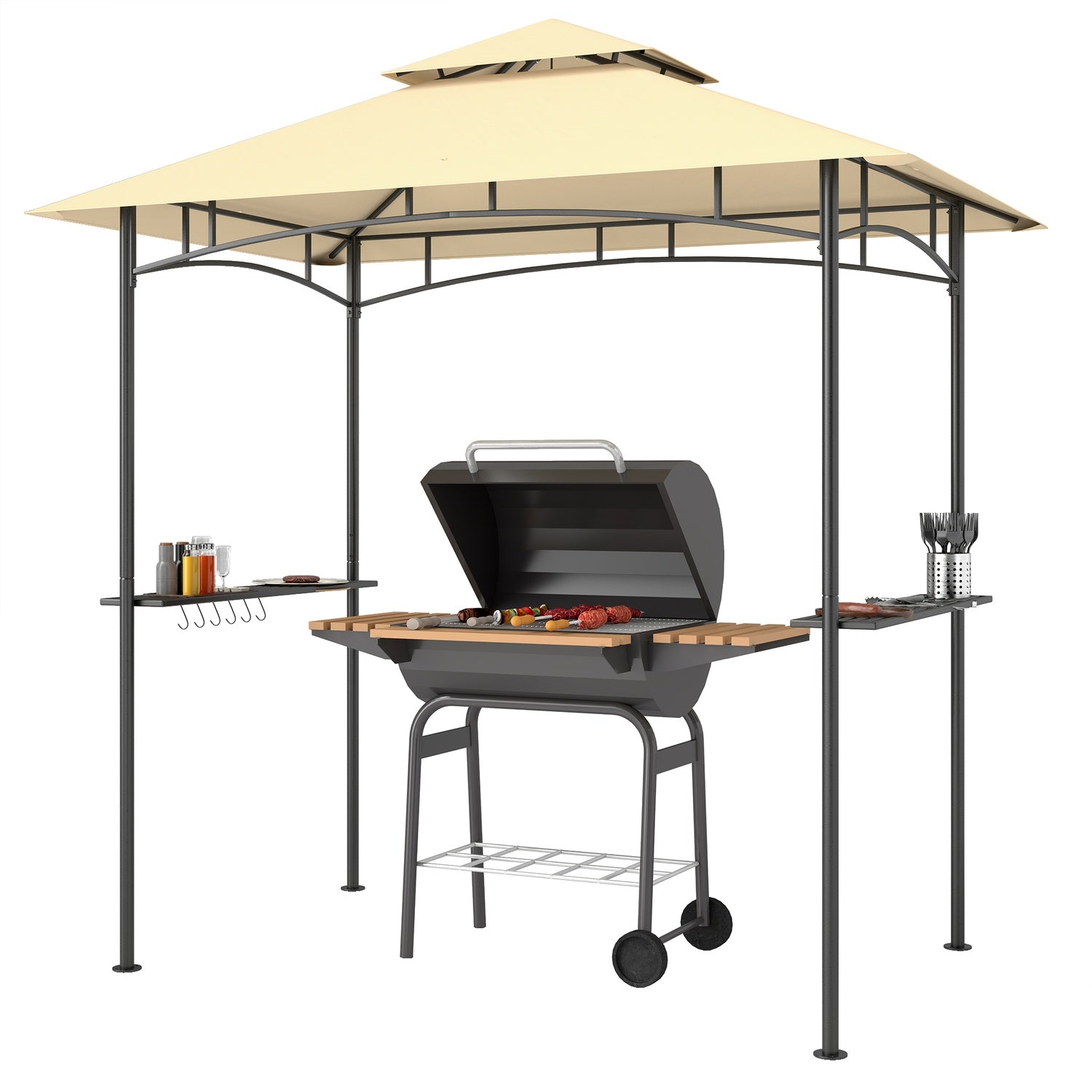 BBQ Gazebo, vattenavvisande, flamskyddad, 240x150x258cm