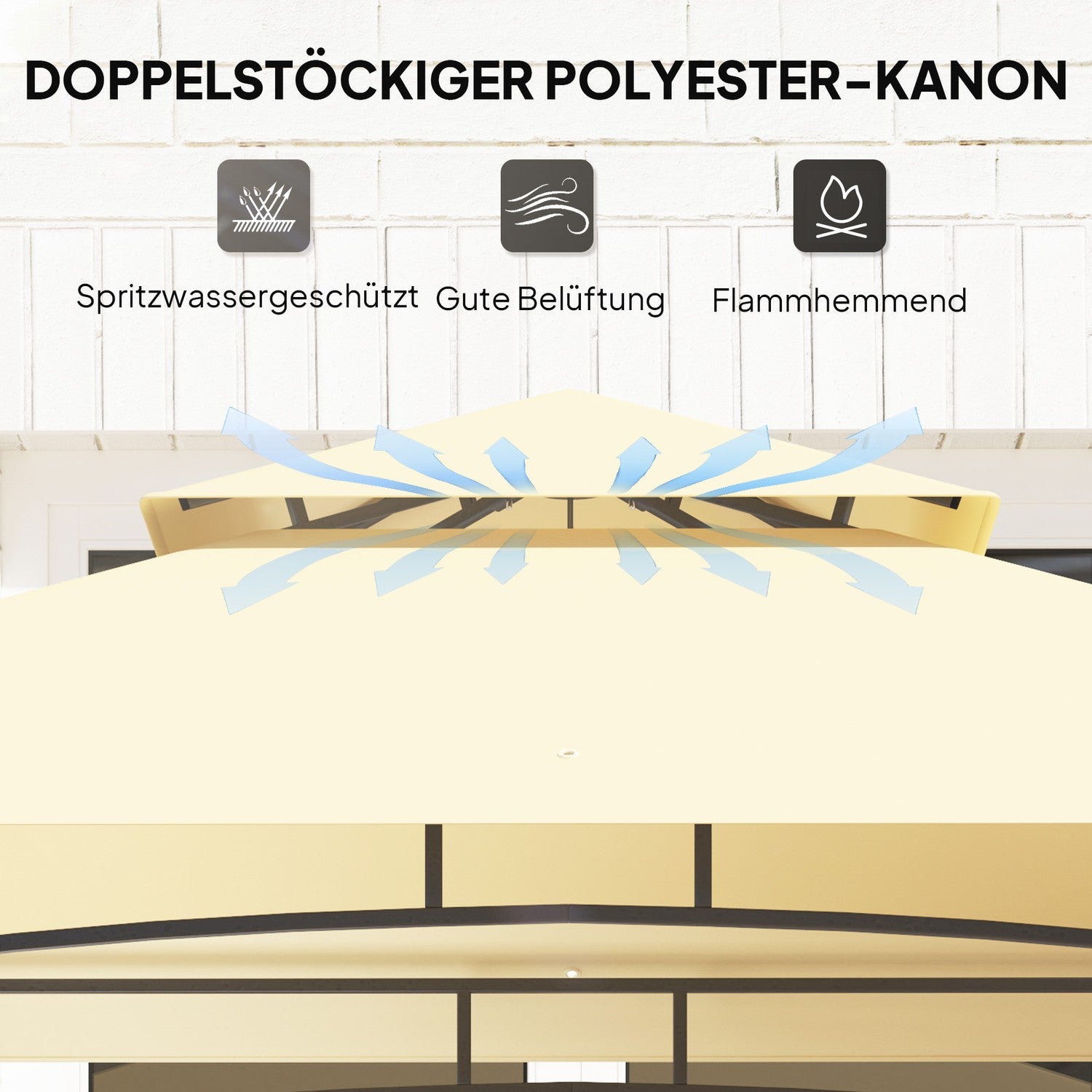 BBQ Gazebo, vattenavvisande, flamskyddad, 240x150x258cm