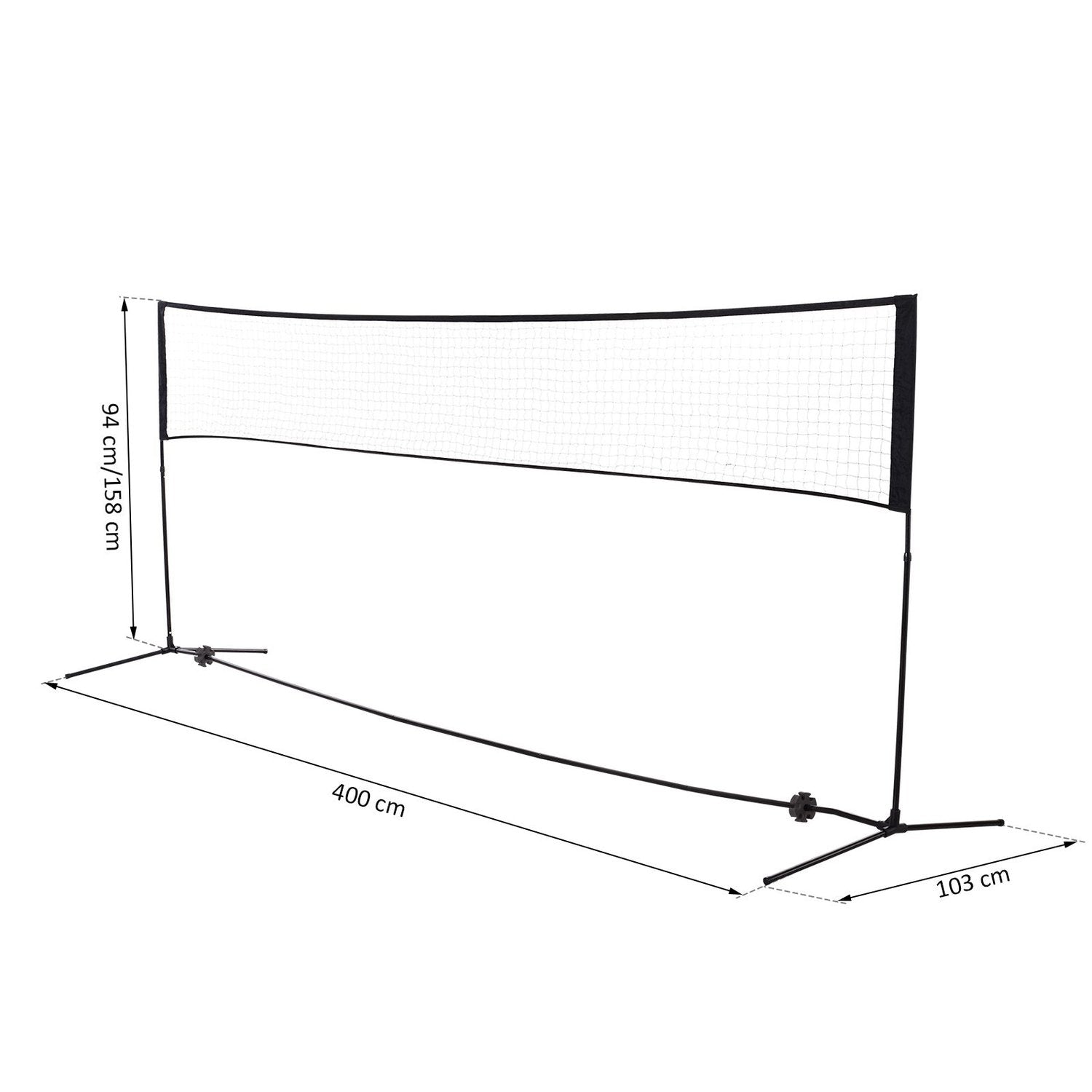 Badmintonnät Volleyboll Och Tennisnät, Portabelt, 2 Höjder 94/158Cm, Pe, 400X60Cm