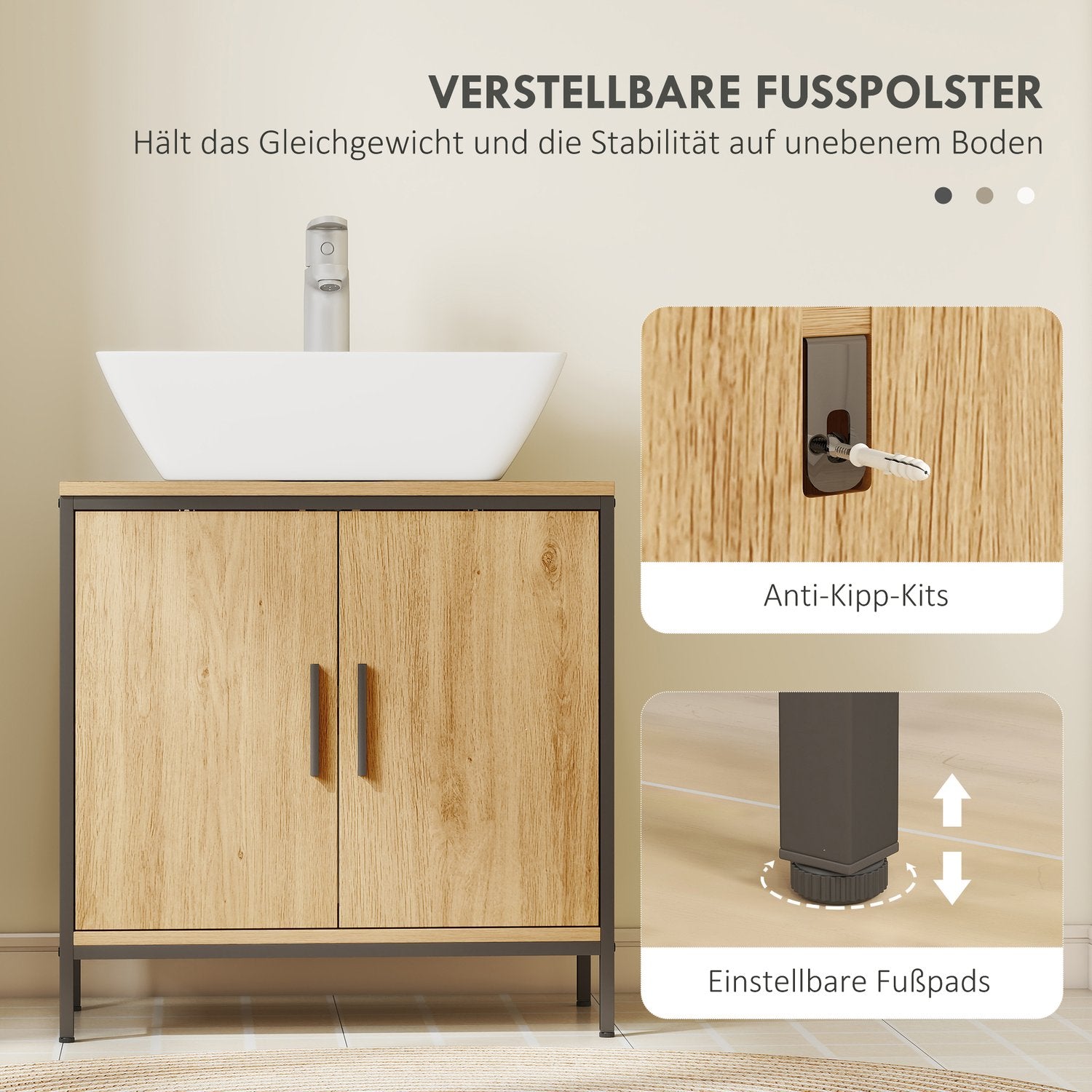 Badrumsskåp, ekfinish, justerbara hyllor