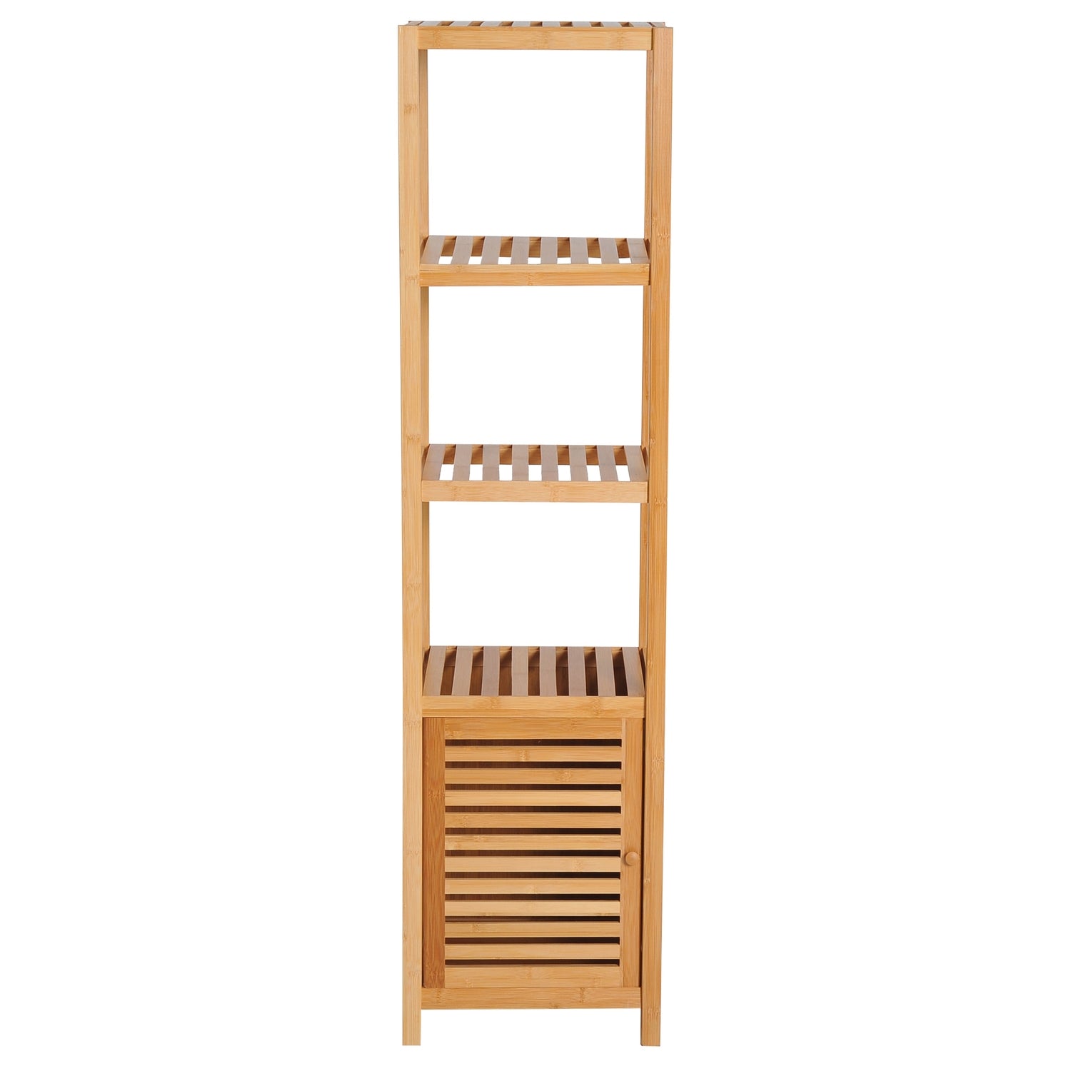 Badrumsskåp i bambu med 3 hyllplan, 36x33x140cm