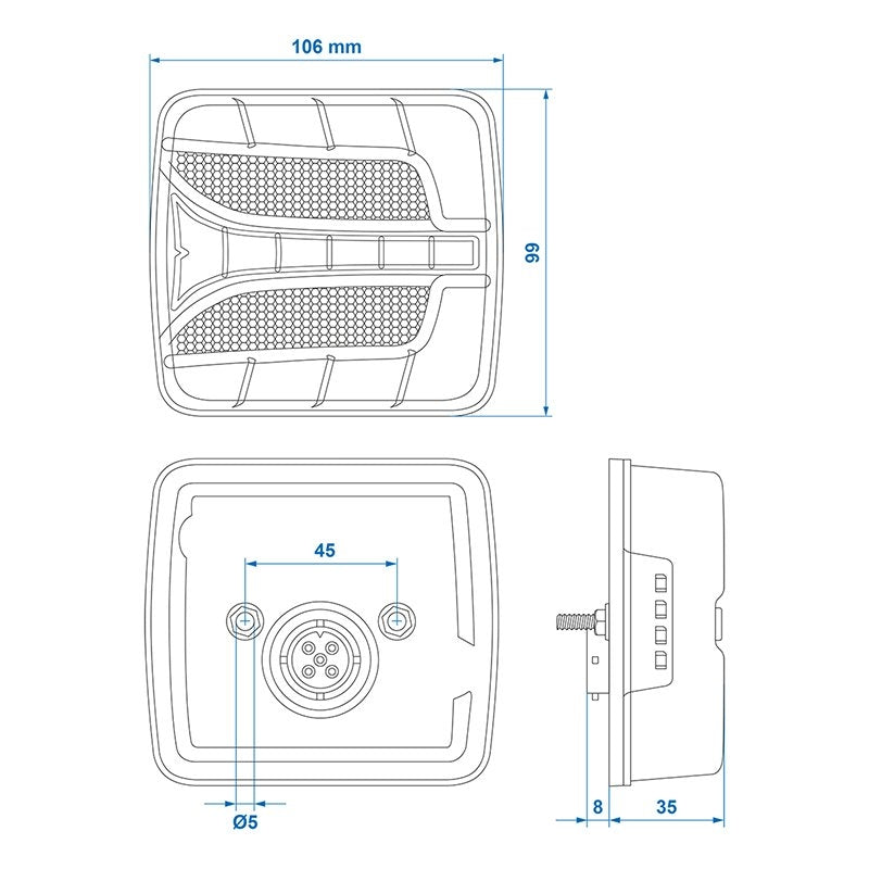 Baklykta 4 funktion 106 x 99 mm LED höger