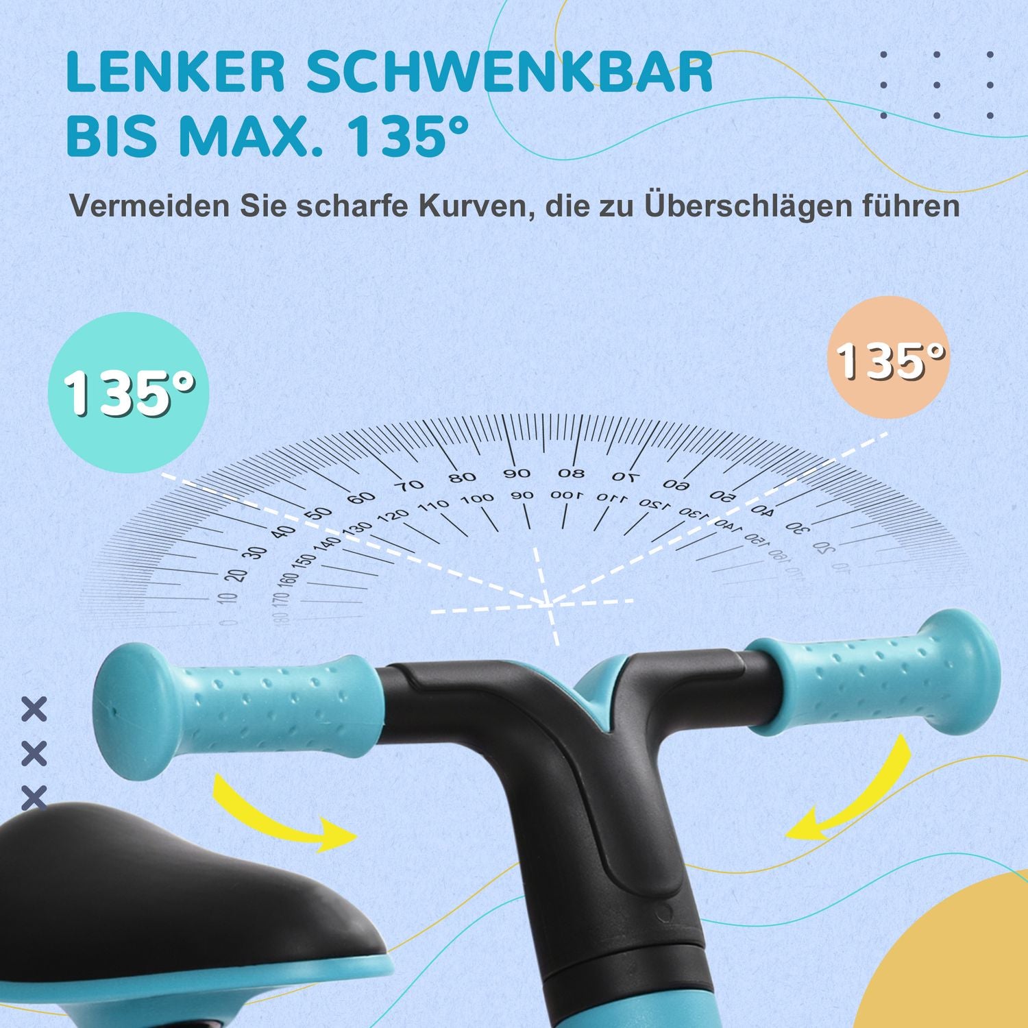 Balanscykel för barn – pedalfri, justerbar sits, 1,5-3 år, blå
