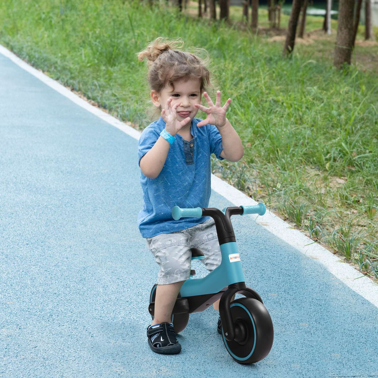 Balanscykel för barn – pedalfri, justerbar sits, 1,5-3 år, blå