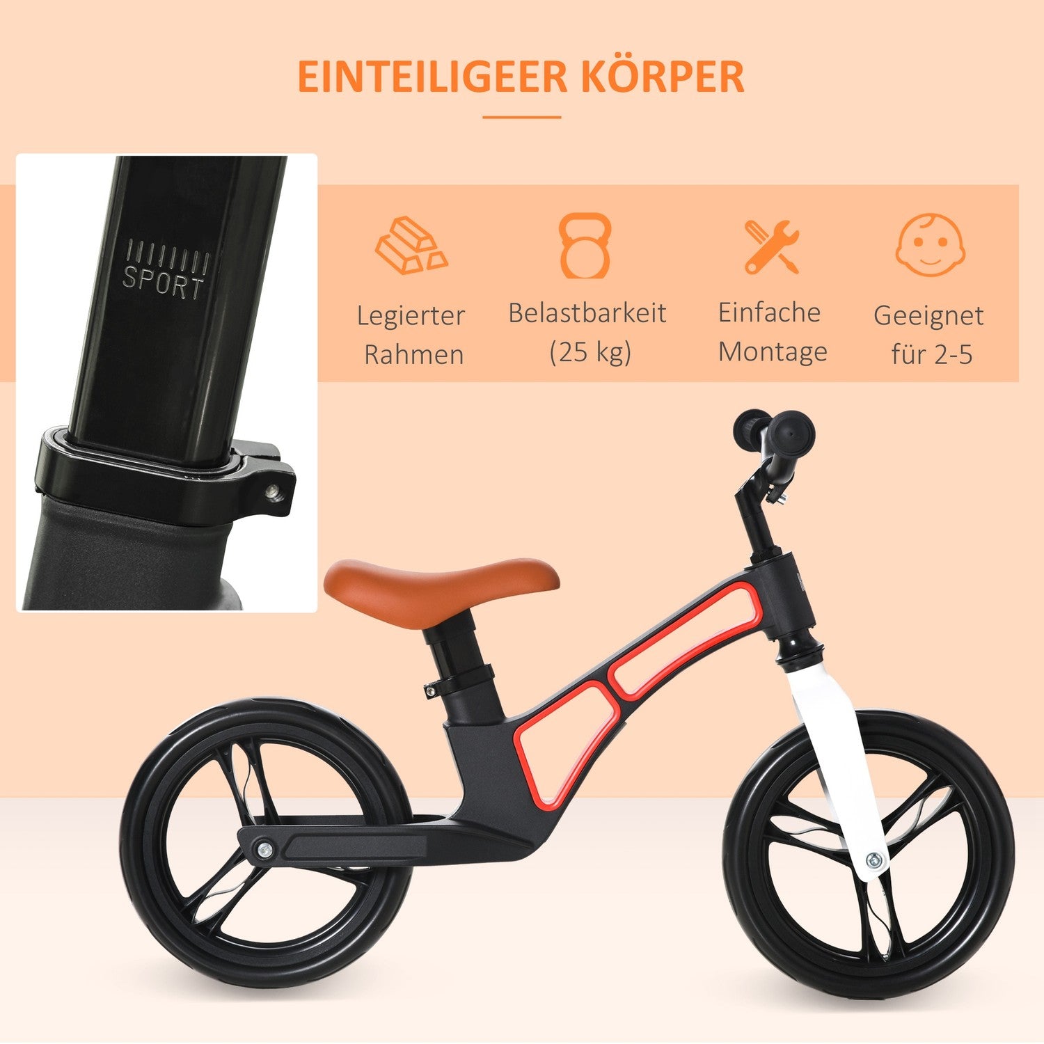 Balanscykel för småbarn – Magnesiumlegering, justerbar sits