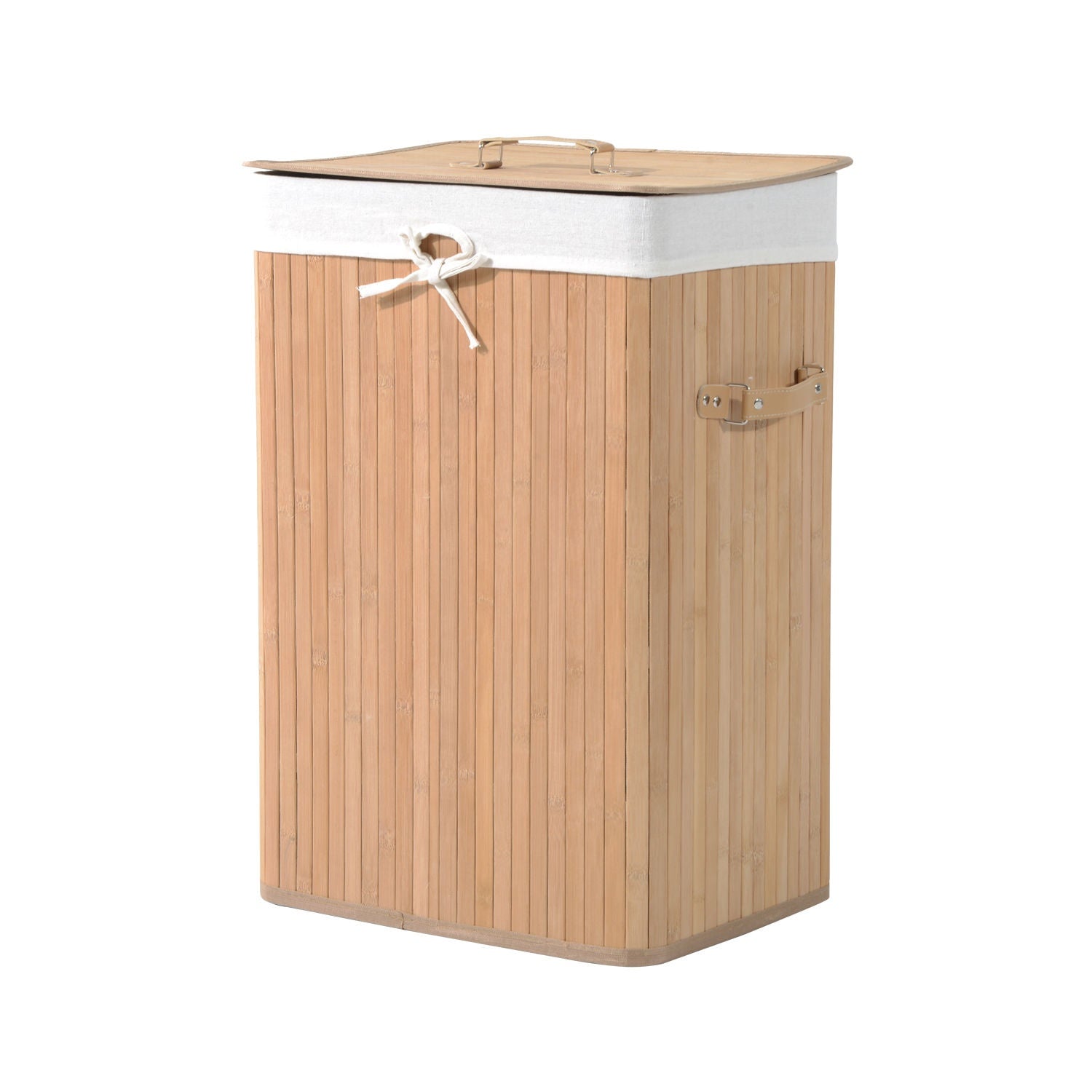 Bambu hopfällbar tvättkorg 72L – Canvaspåse med lock