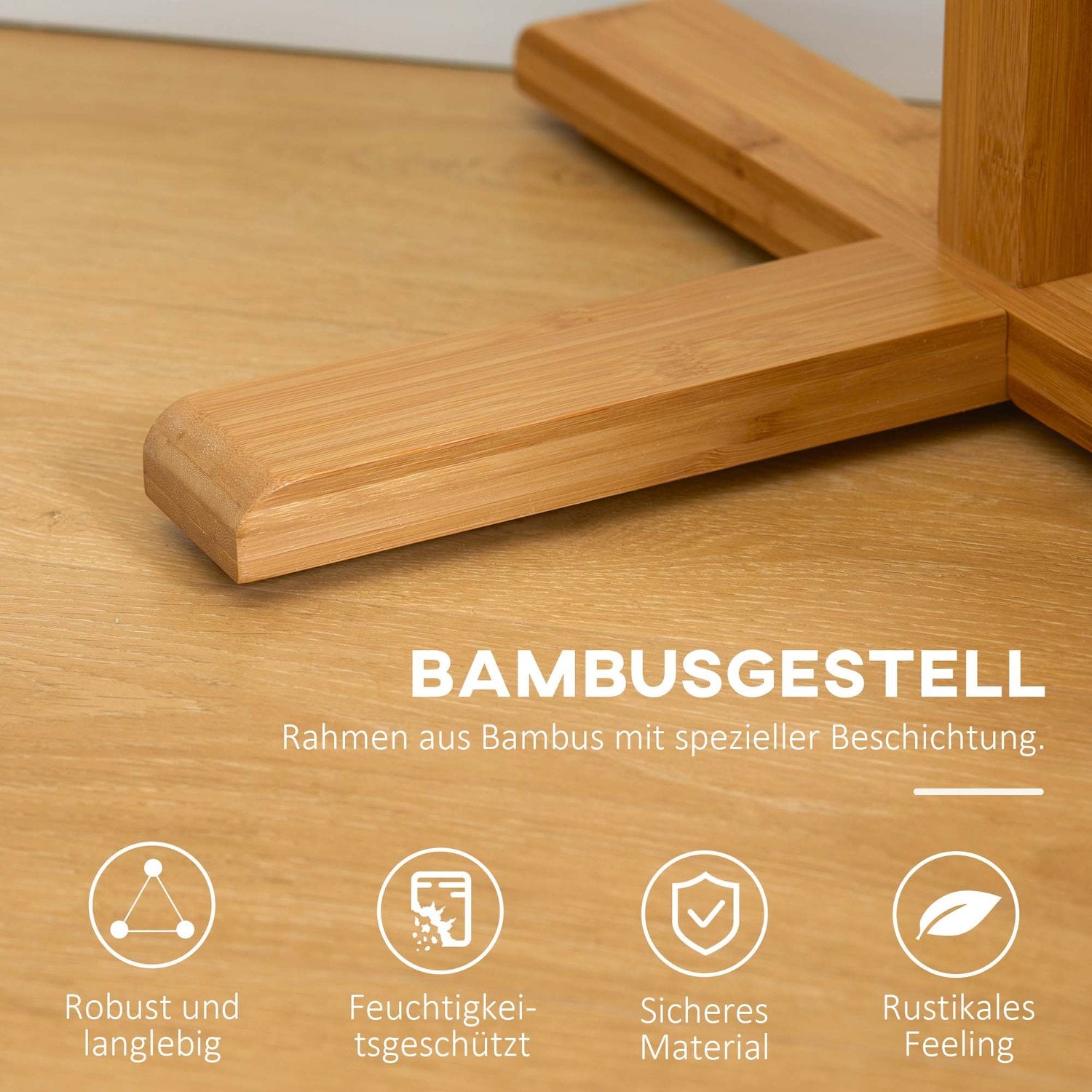 Bambu klädhängare med 8 krokar, naturlig finish, 49,5x178 cm