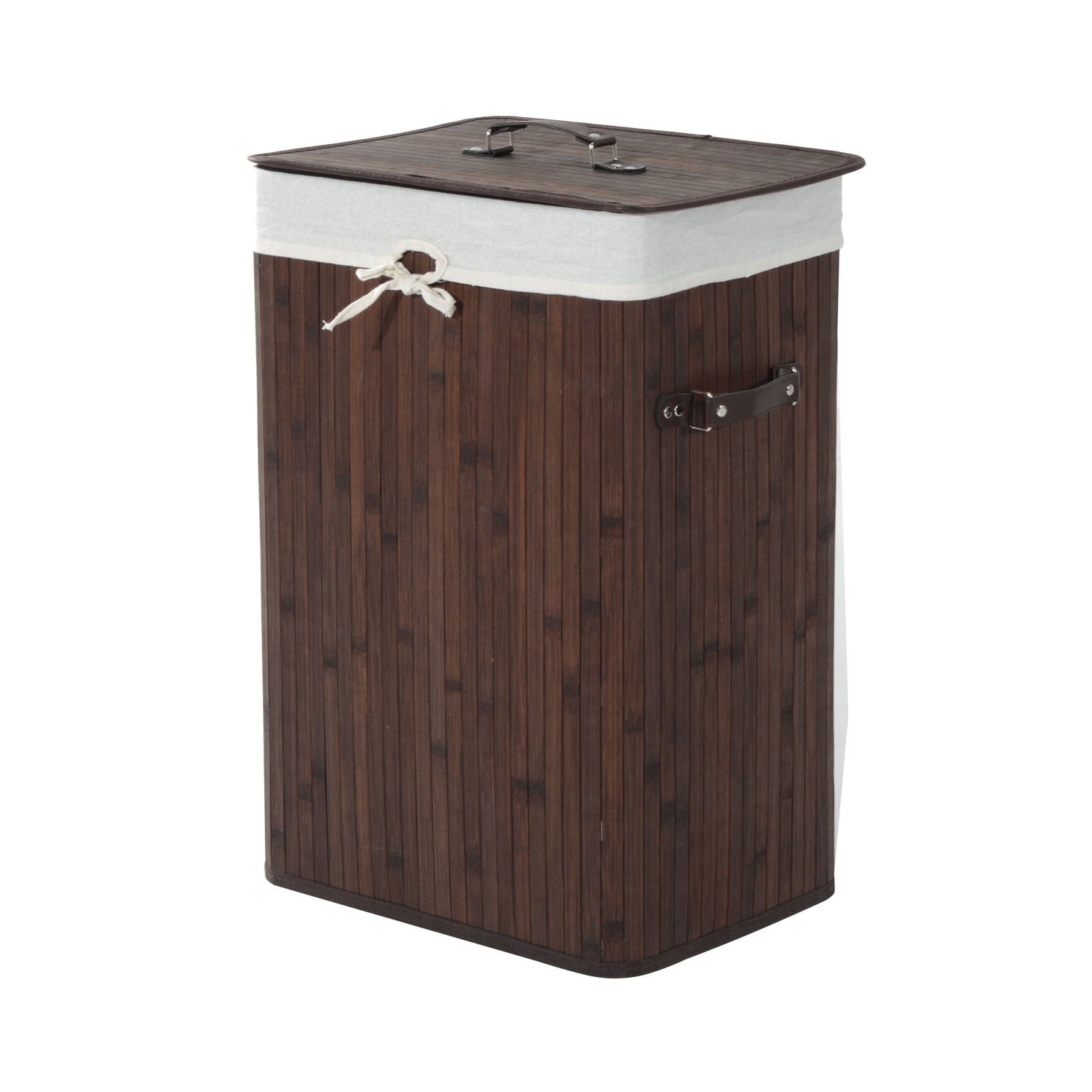 Bambu tvättkorg med lock, 72L, hopfällbar & tvättbar