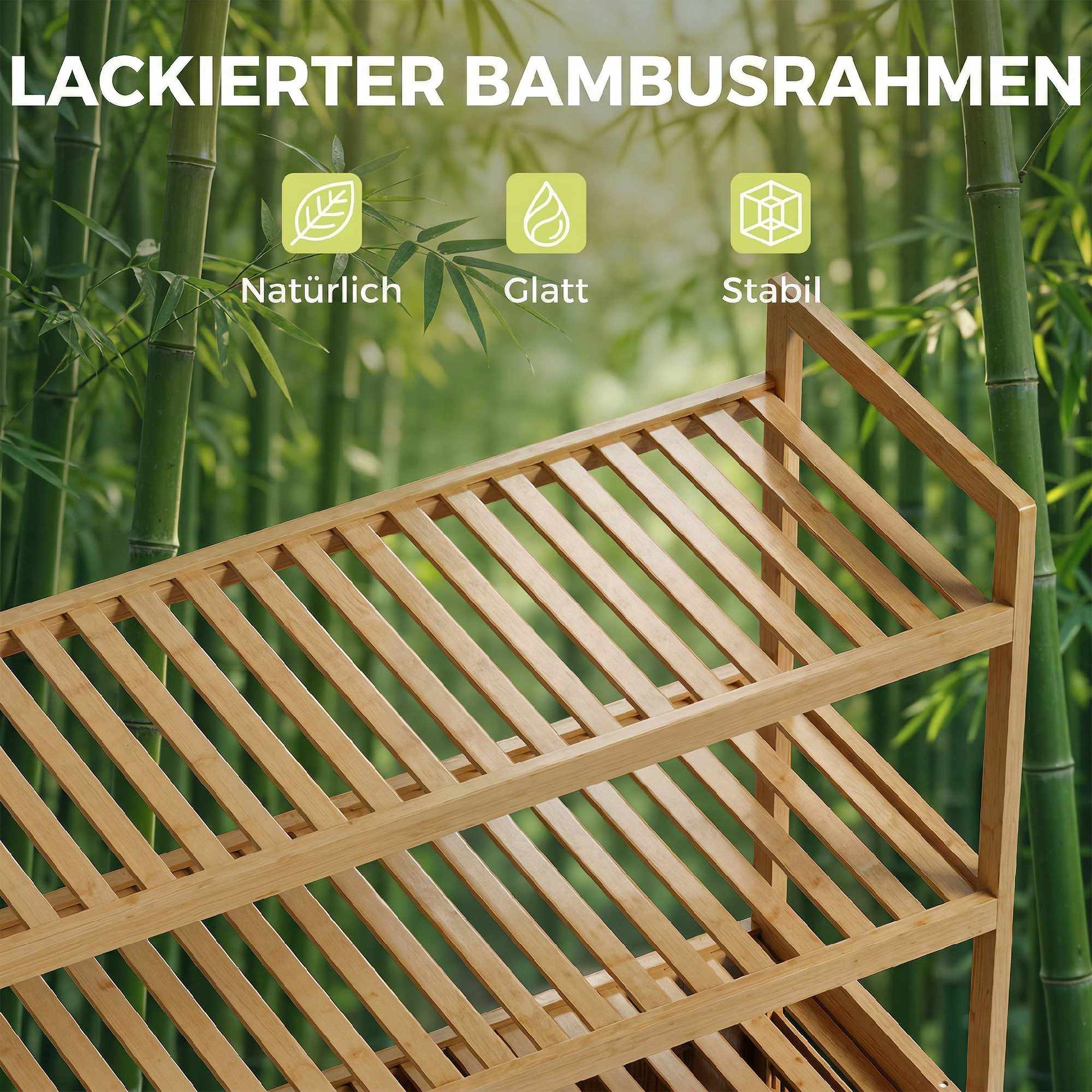 Bambu tvättskåp med lutbara korgar och hyllor