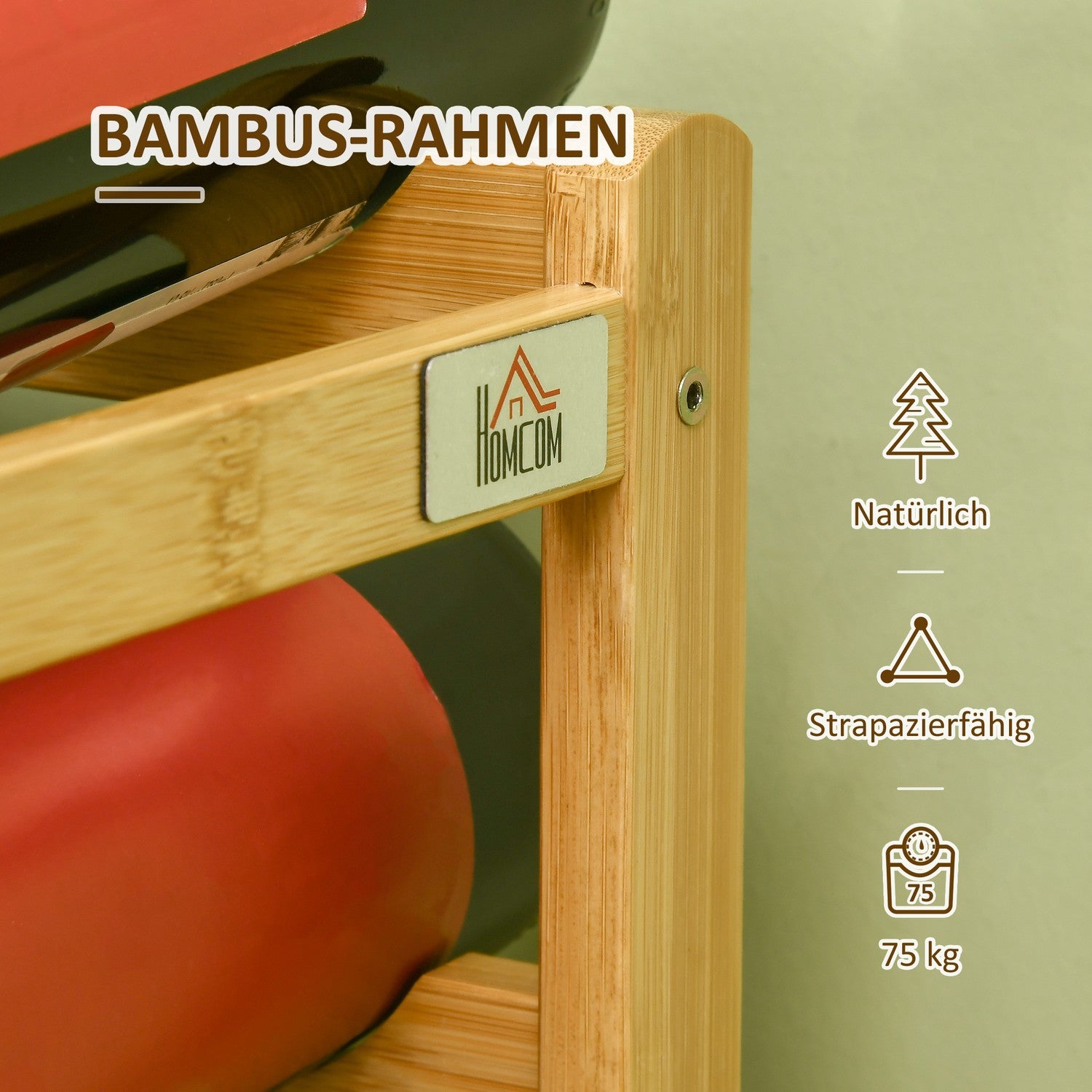Bambu vinställ – Rymmer 16 flaskor, naturlig finish