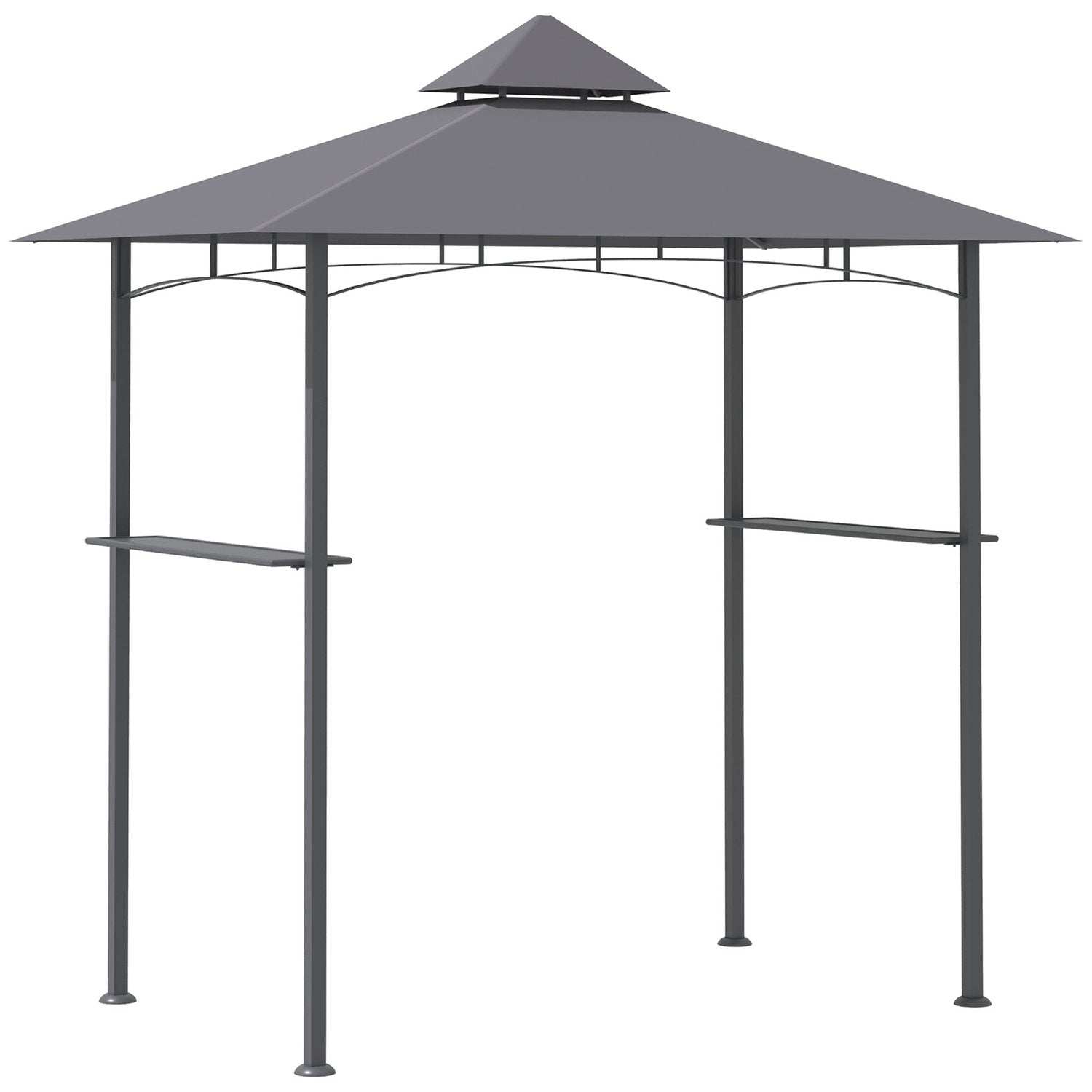 Barbecue Gazebo Robust Trädgårdstält Med Flamskyddande Dubbeltak, Perfekt För Balkong, Grå, 245X148X252Cm