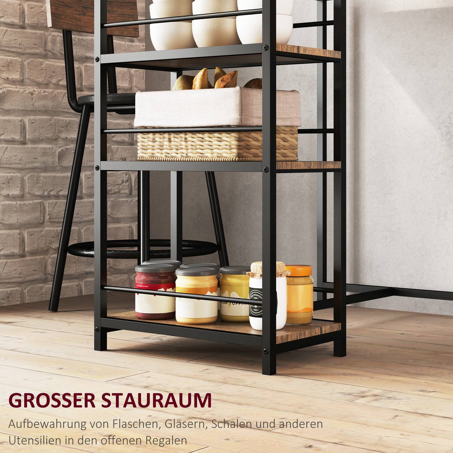 Modernt Barbordsset, 3 delar med förvaringshyllor