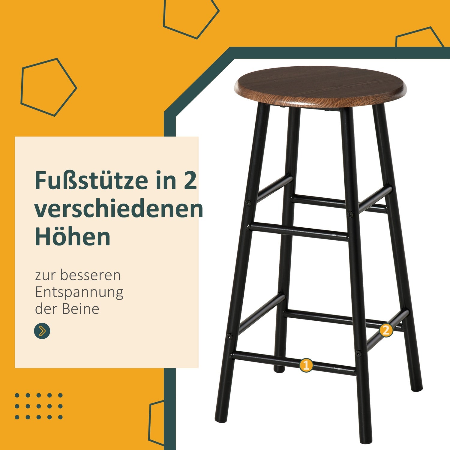 Svart Barbordsset med pallar & förvaring, 80x50x90 cm