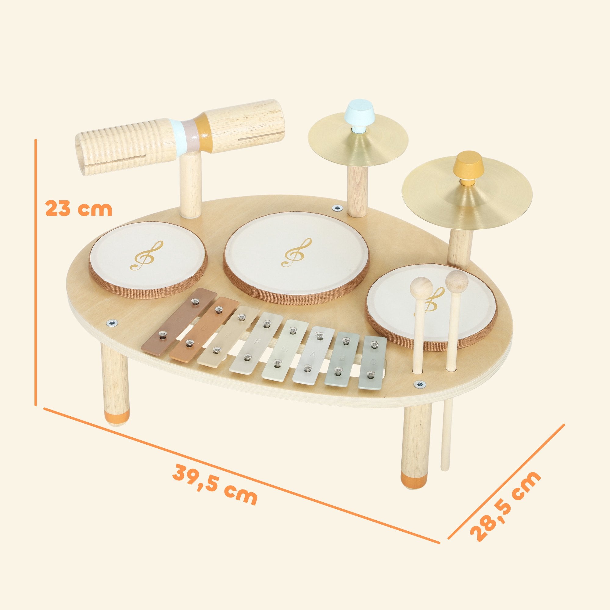 Barnens 4-i-1 musikinstrumentset med trummor och xylofon