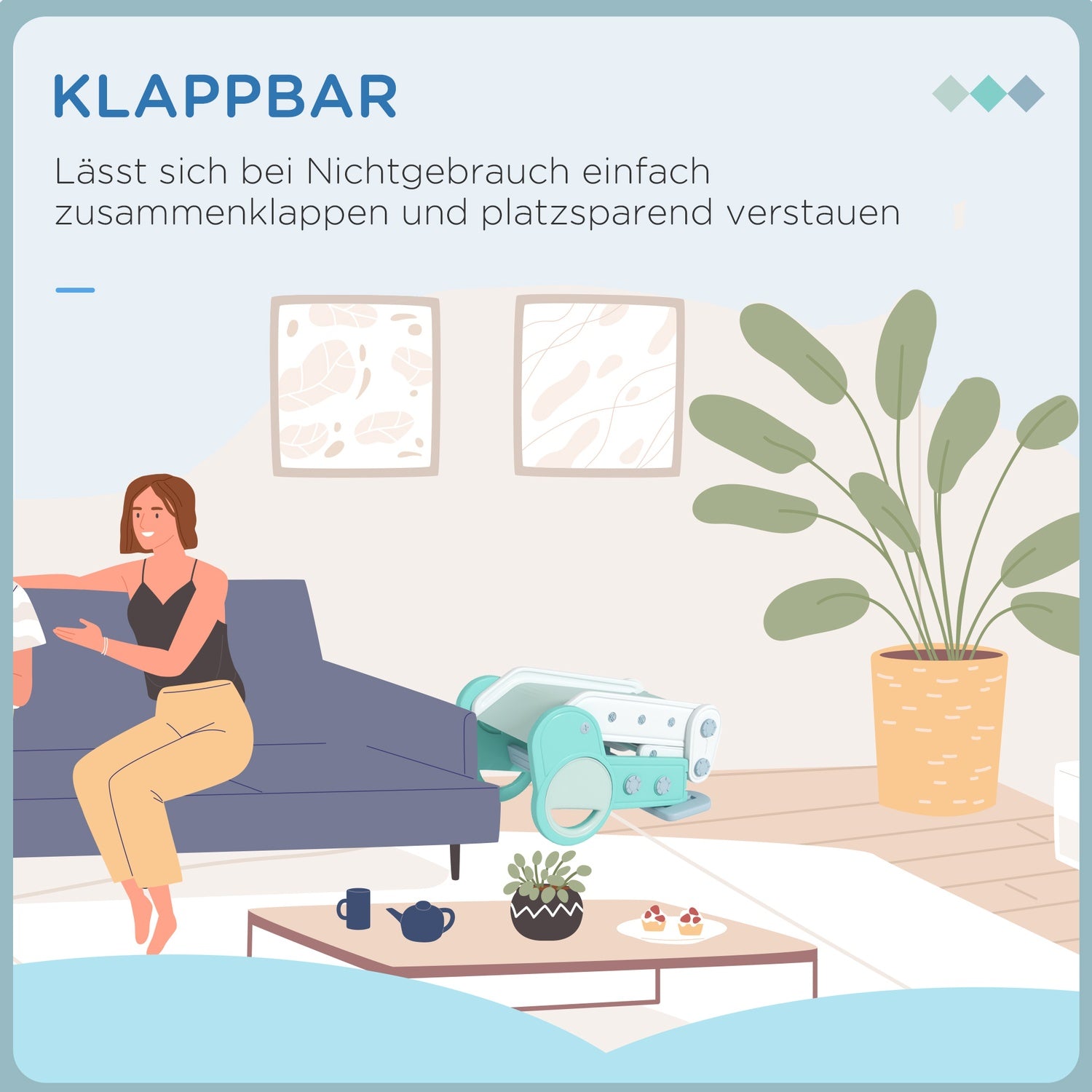 Barnfällbar rutschkana, inomhus/utomhus, ålder 1,5-3, grön