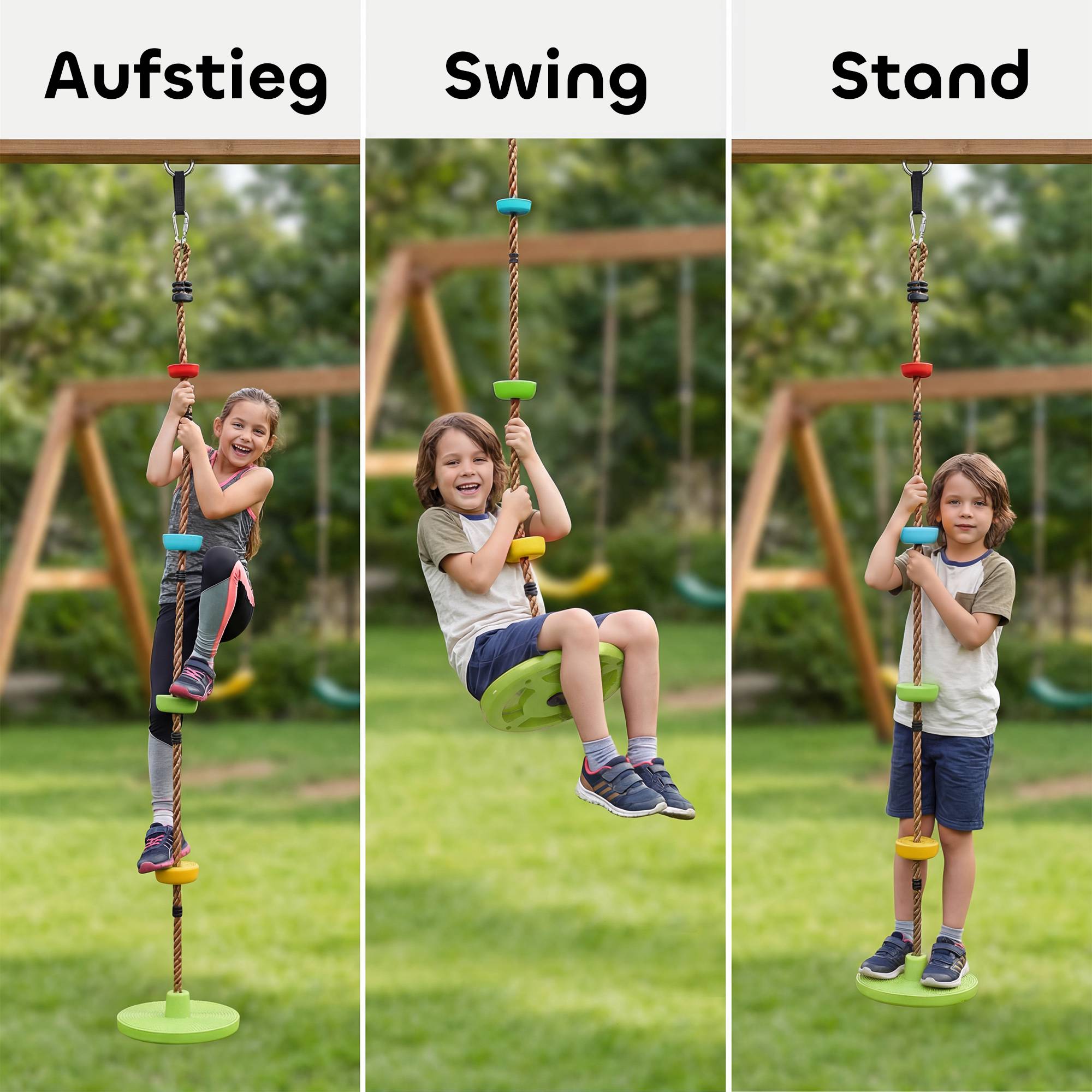 Barnklättringsset med skivgunga och fotfästen