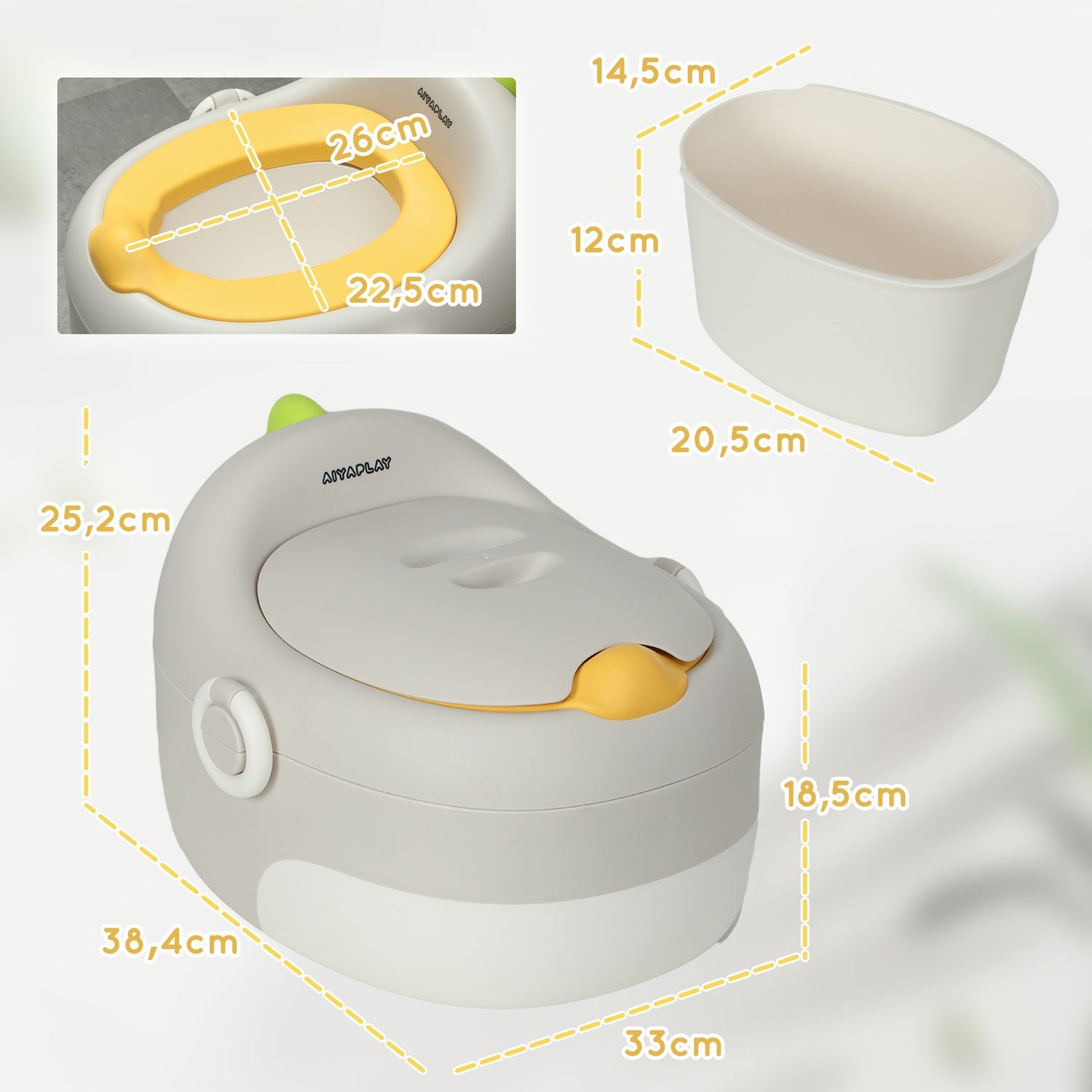 Barns 3-i-1 potta med handtag, grå, upp till 50 kg