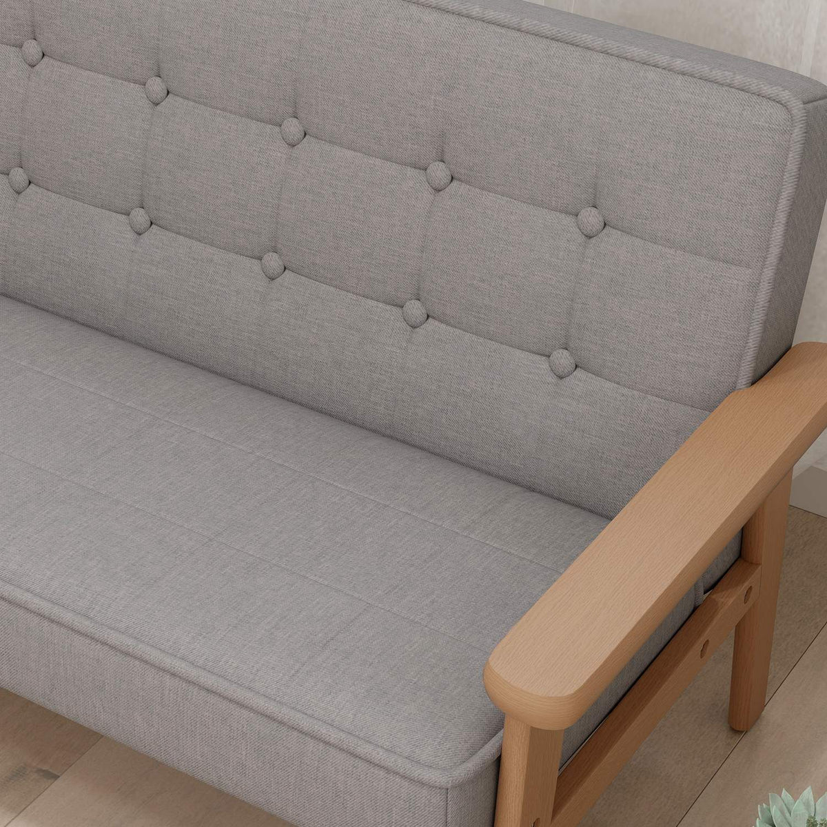 Barnsoffa, sammetslook, träram, 3–15 år, grå