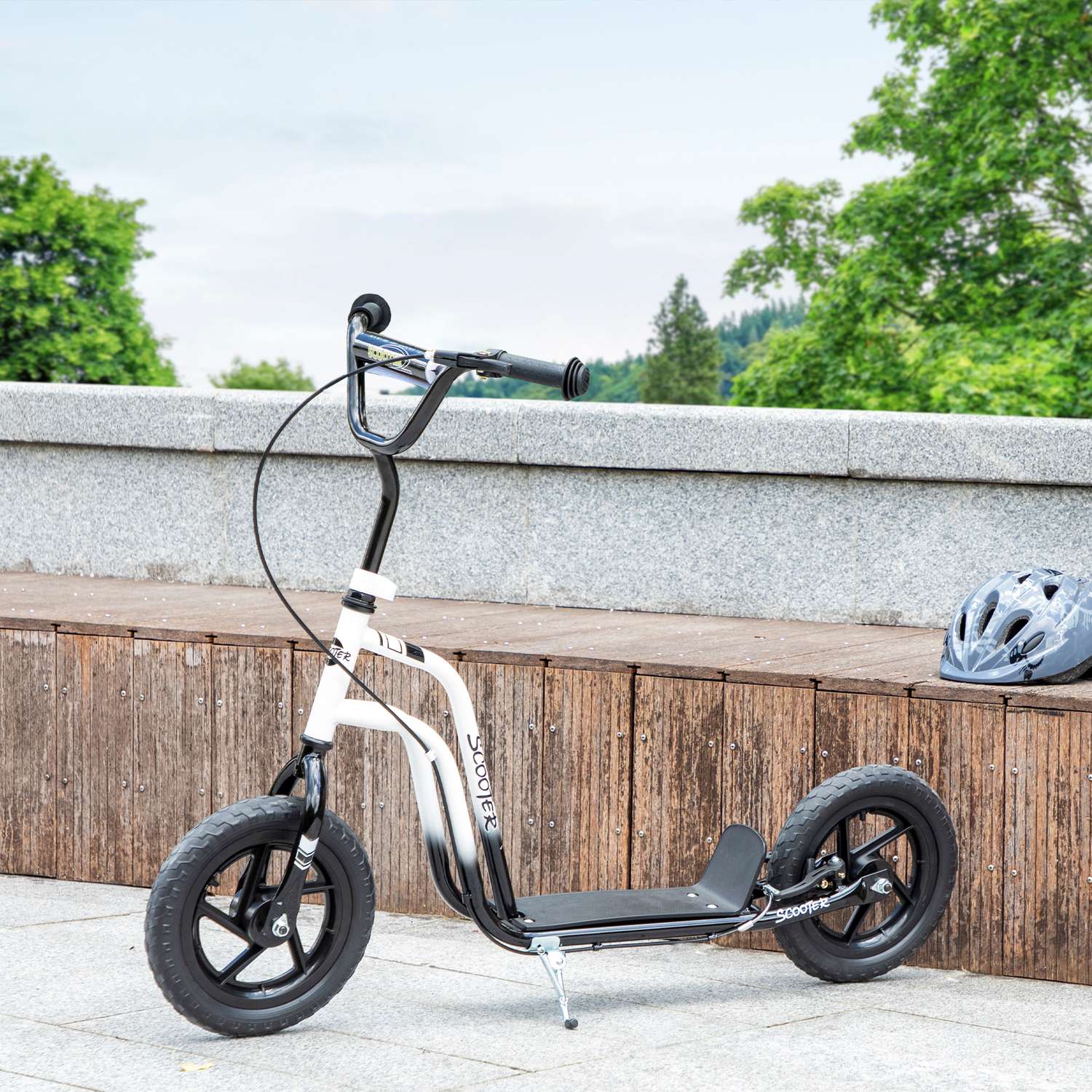 Barnsparkcykel, justerbart styre, stora hjul, åldrar 5-12