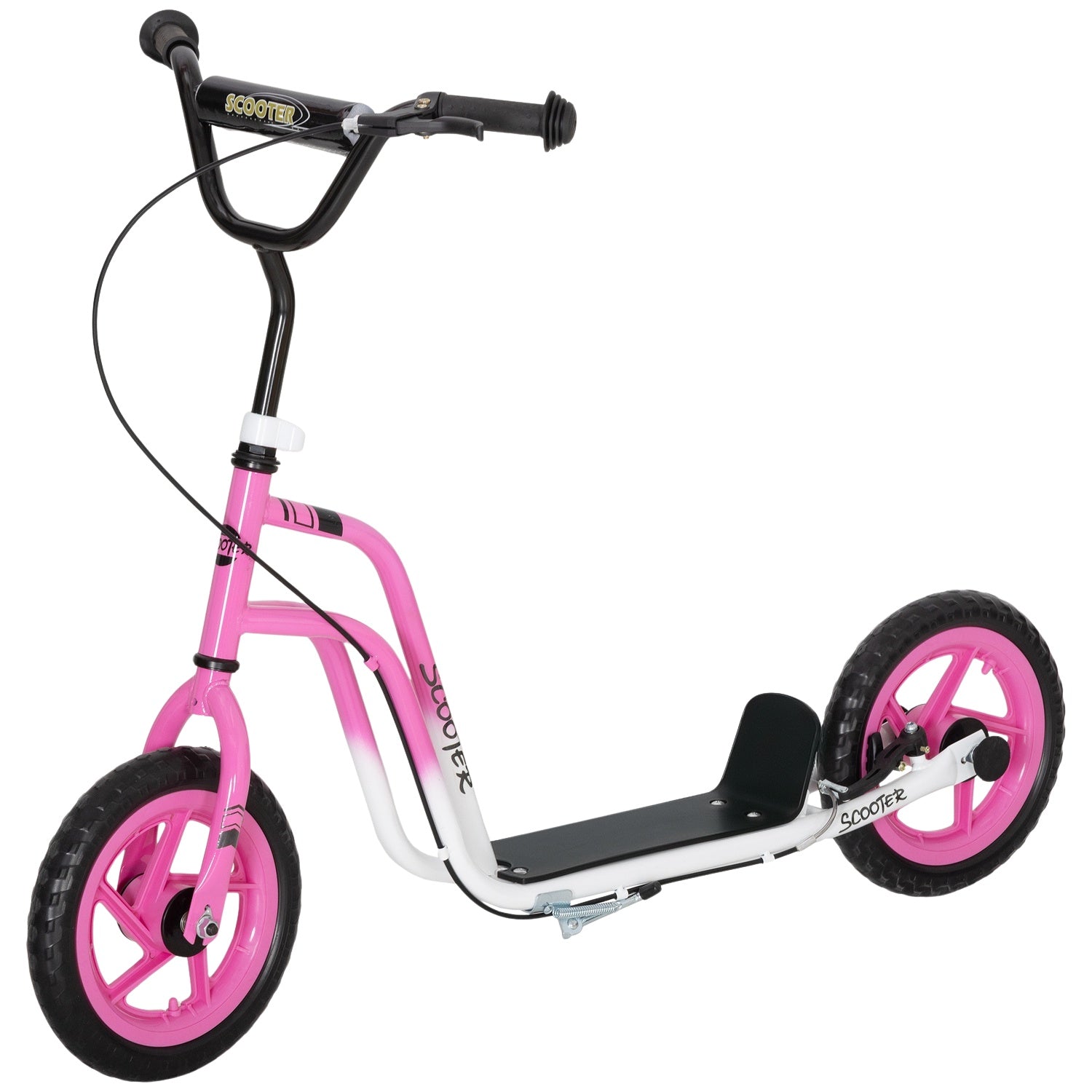 Barnsparkcykel, justerbart styre, stora hjul, rosa