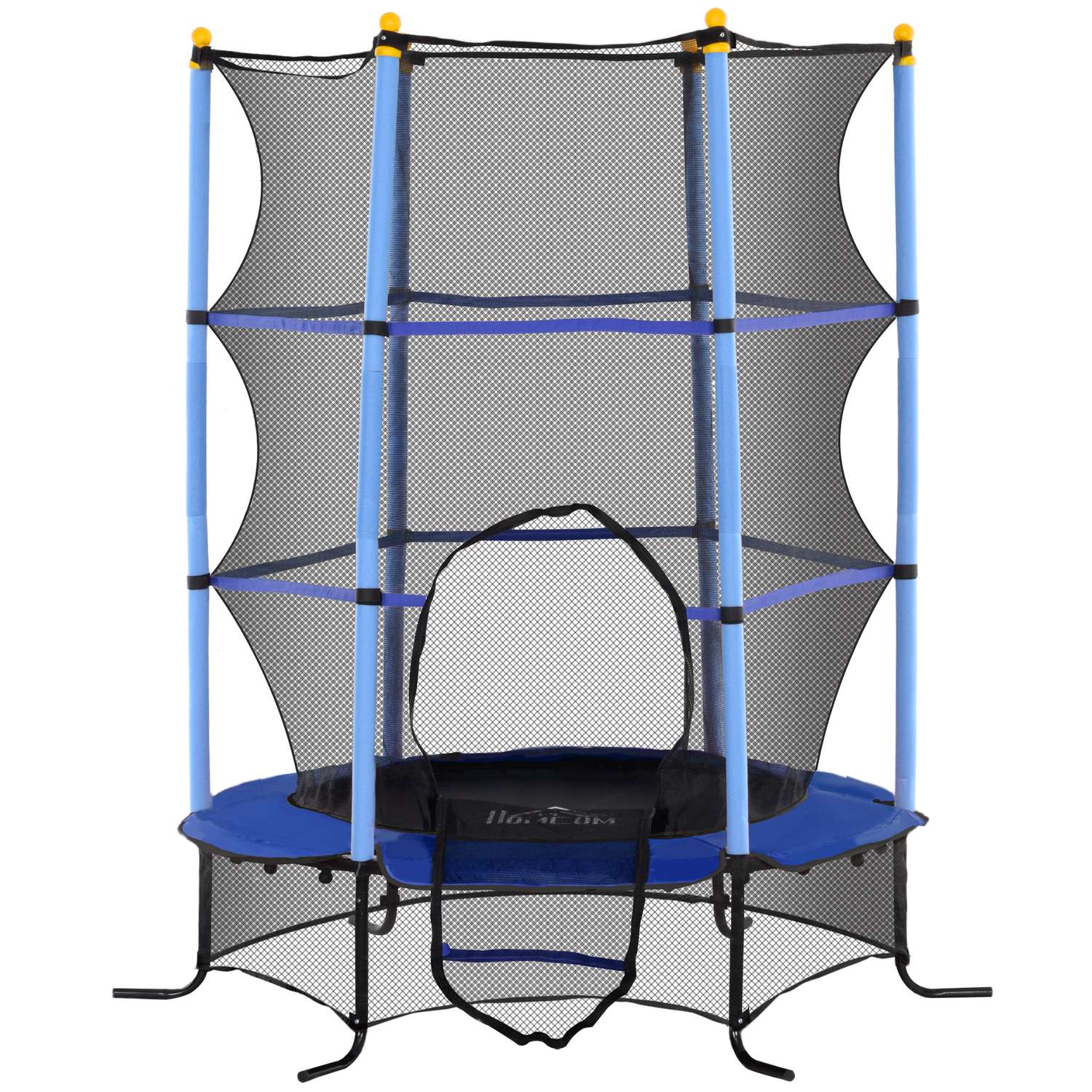 Trädgårdstrampolin för barn, Ø163 cm, Skyddsnät, Blå
