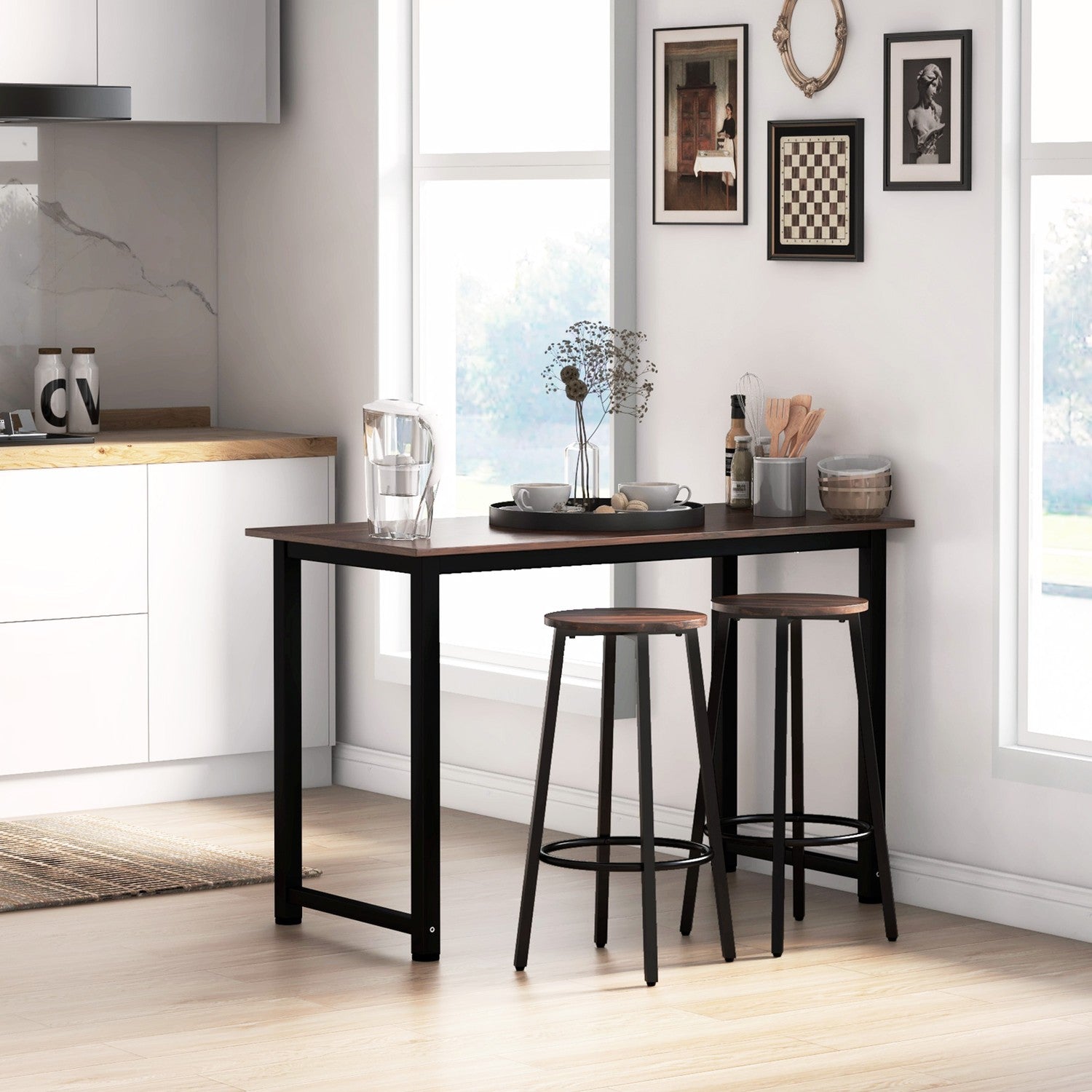 Barstolar, set om 2 – Rustik brun, industriell stålram