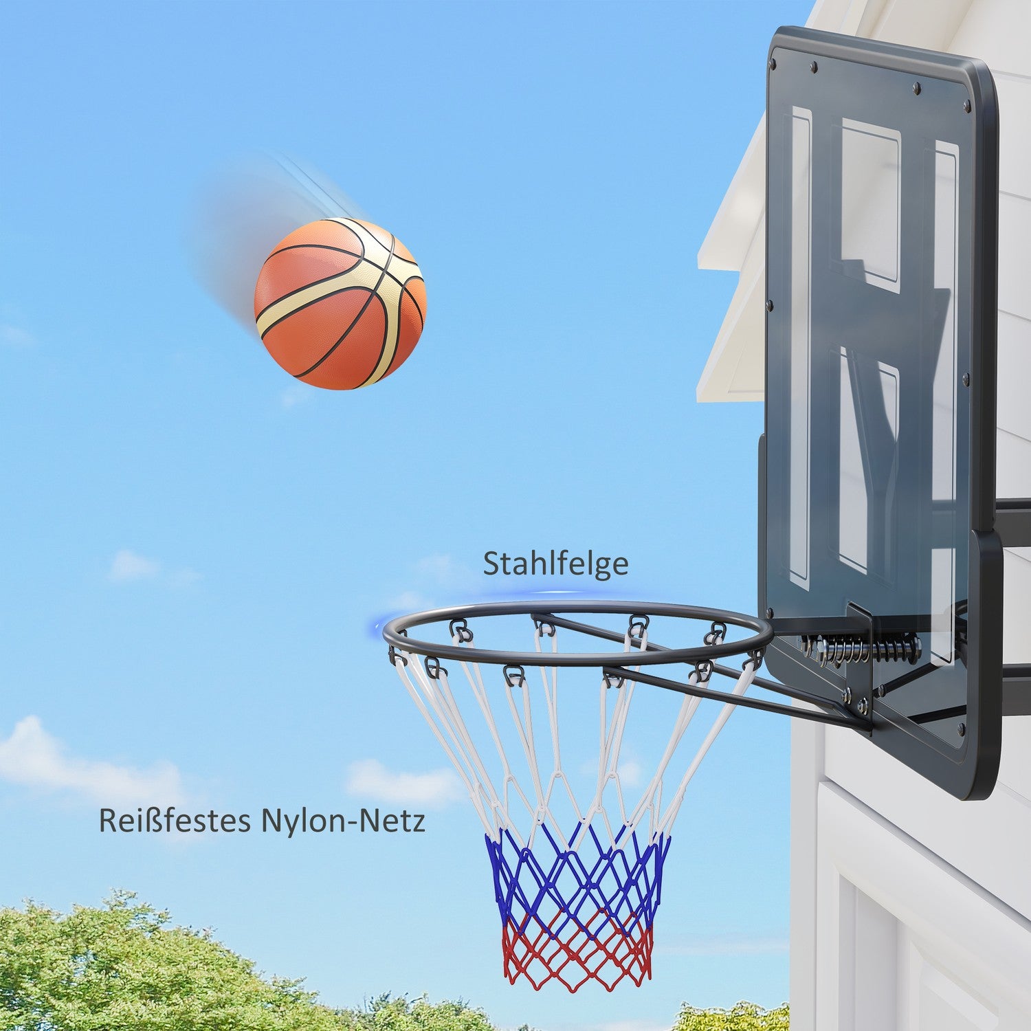Basketbåge inomhus och utomhus – Ø45 cm fälg, väggmonterbar