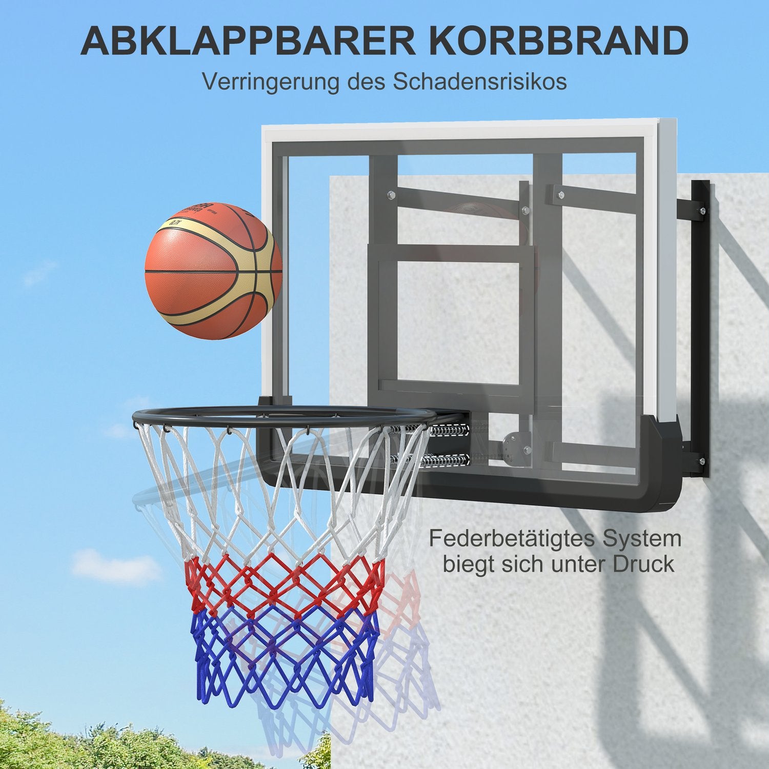 Basketbåge & ryggbräda för inomhus-/utomhusbruk, Ø45 cm