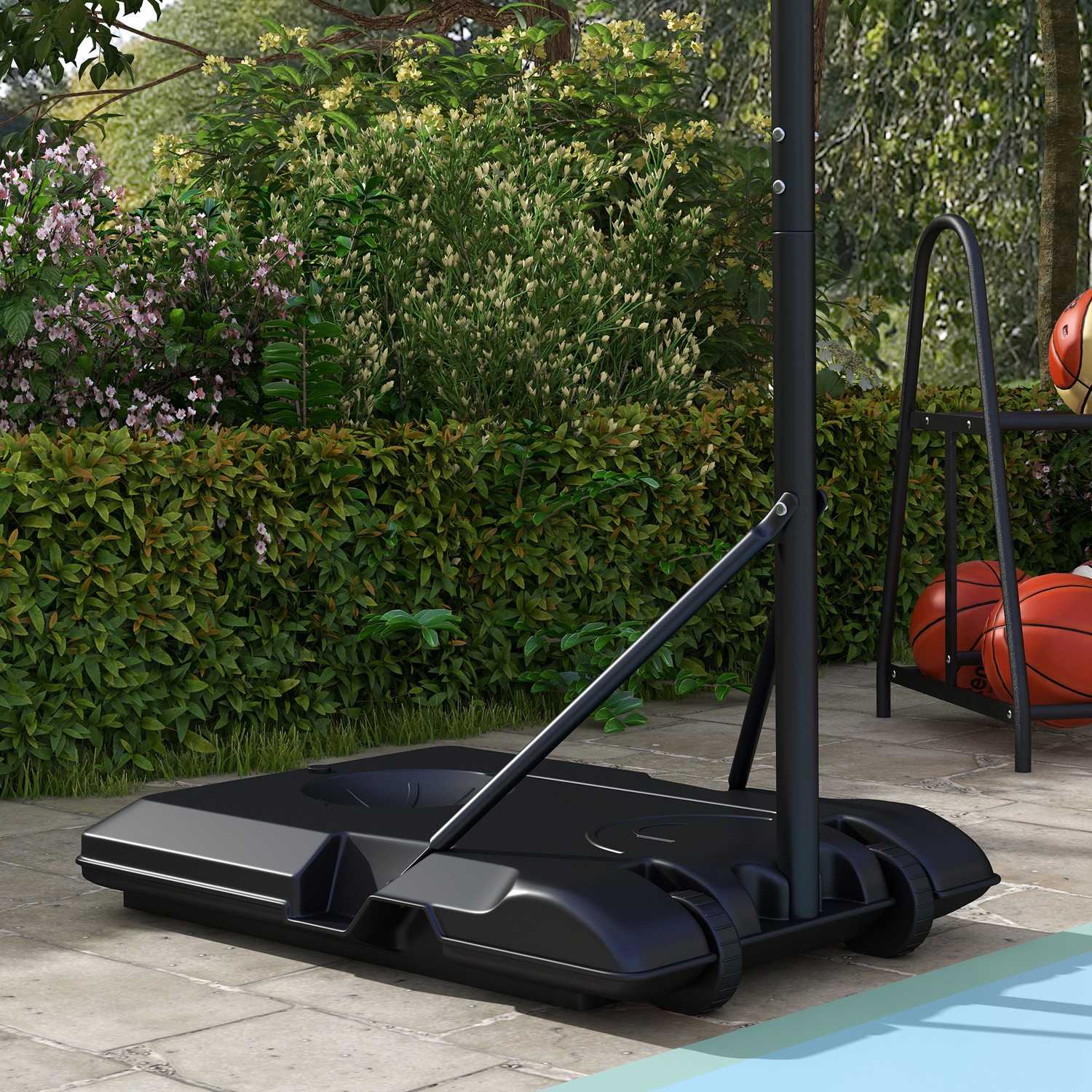 Justerbar basketbåge med stativ och hjul, 220-250 cm