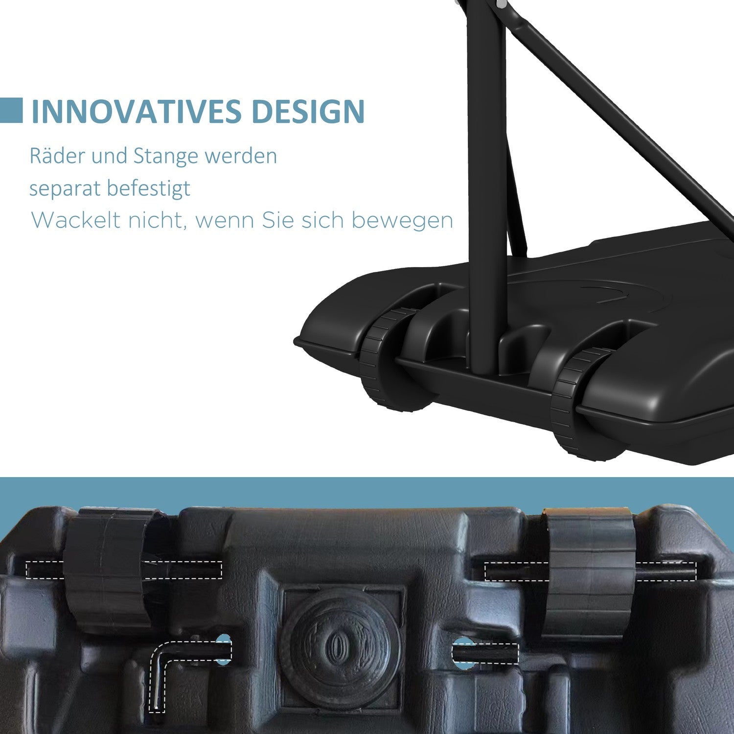 Justerbar basketbåge med stativ och hjul, 220-250 cm