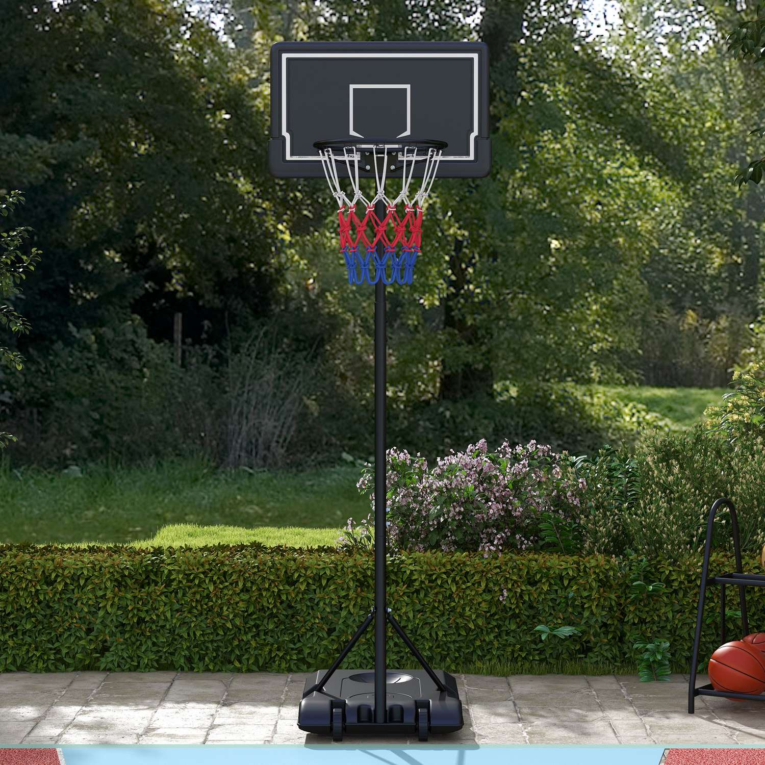 Justerbar basketbåge med stativ och hjul, 220-250 cm