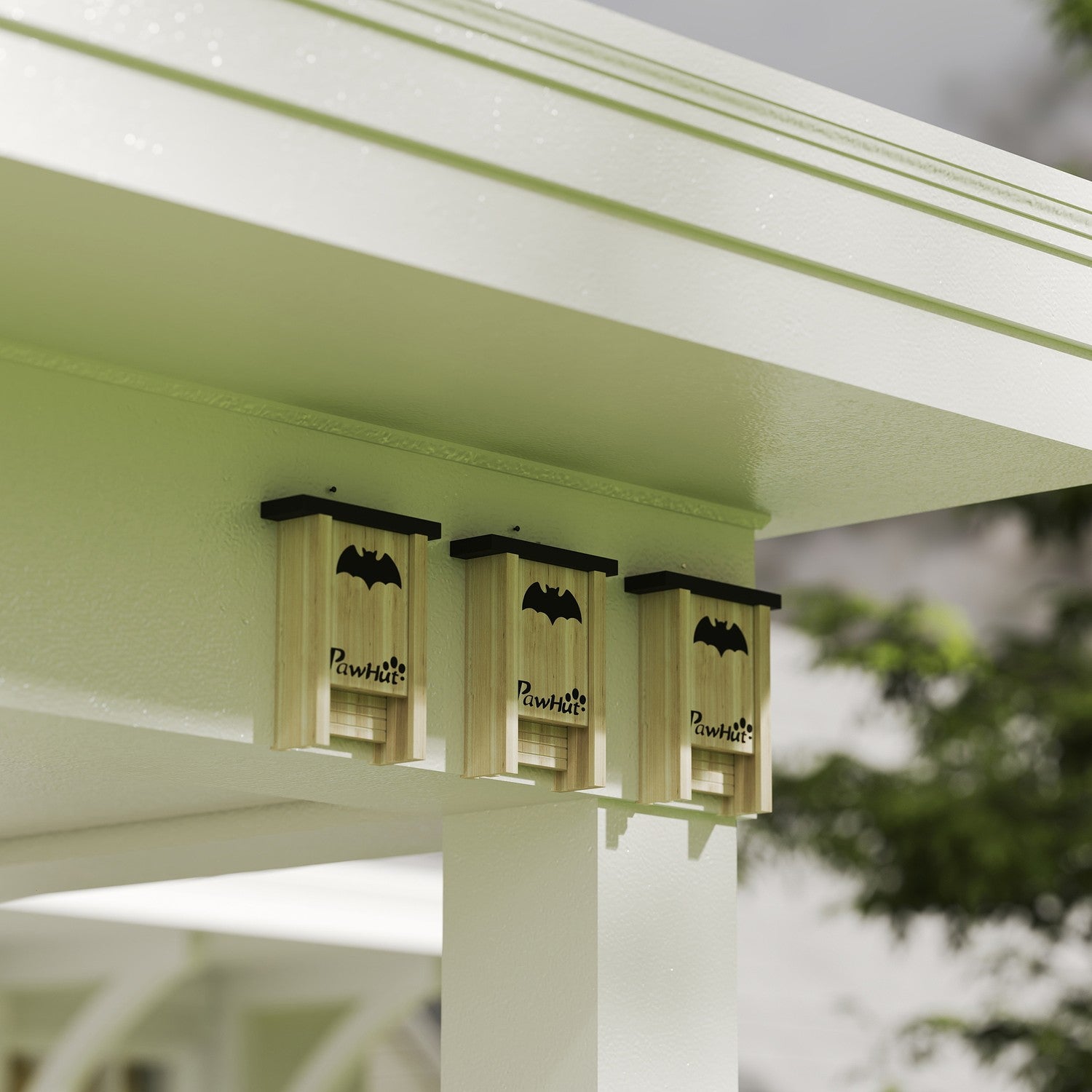 Bat House Set om 3 – Naturligt granträ, 18 x 6 x 22,5 cm