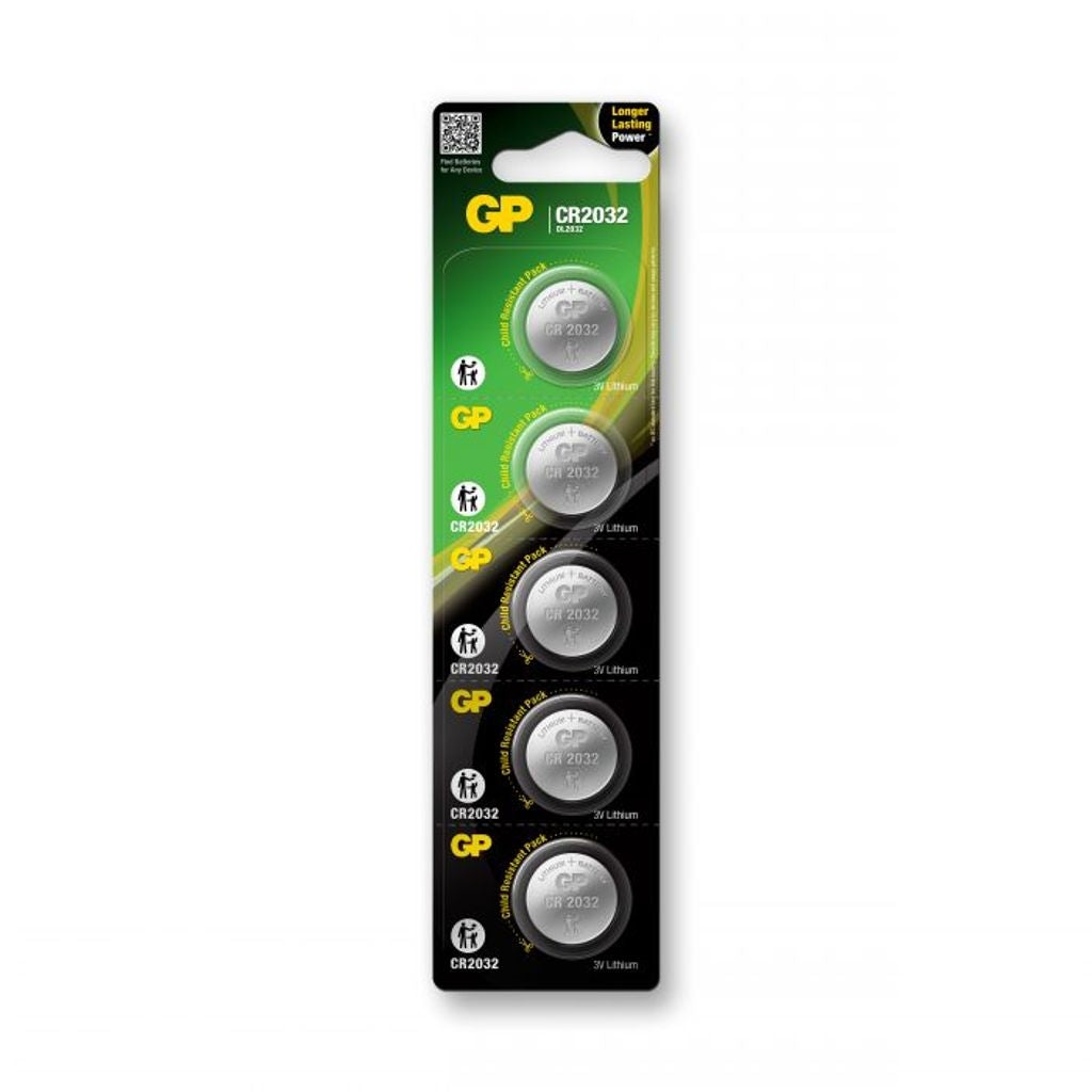 Batteri för GP knappcell, Litium, CR2032, 5-pack